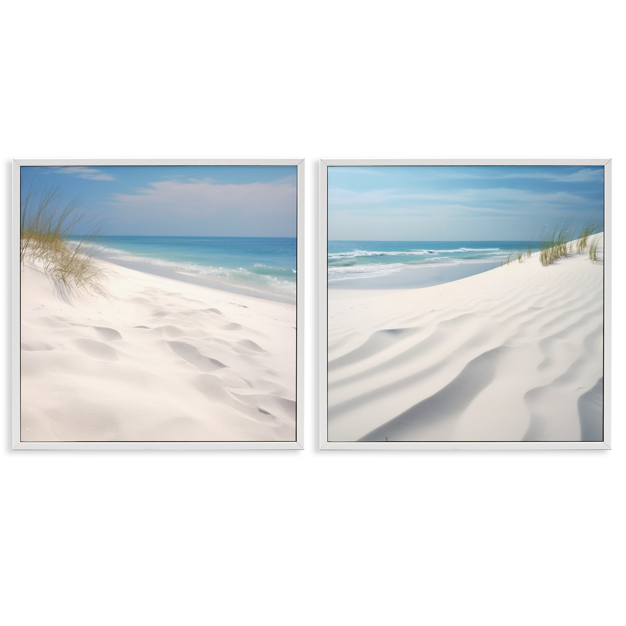 Stupell Industries Serene Beach Sand Dune Landscape & Nature Photography White Framed Art Print Wall Art, 12 x 12, Set of 2