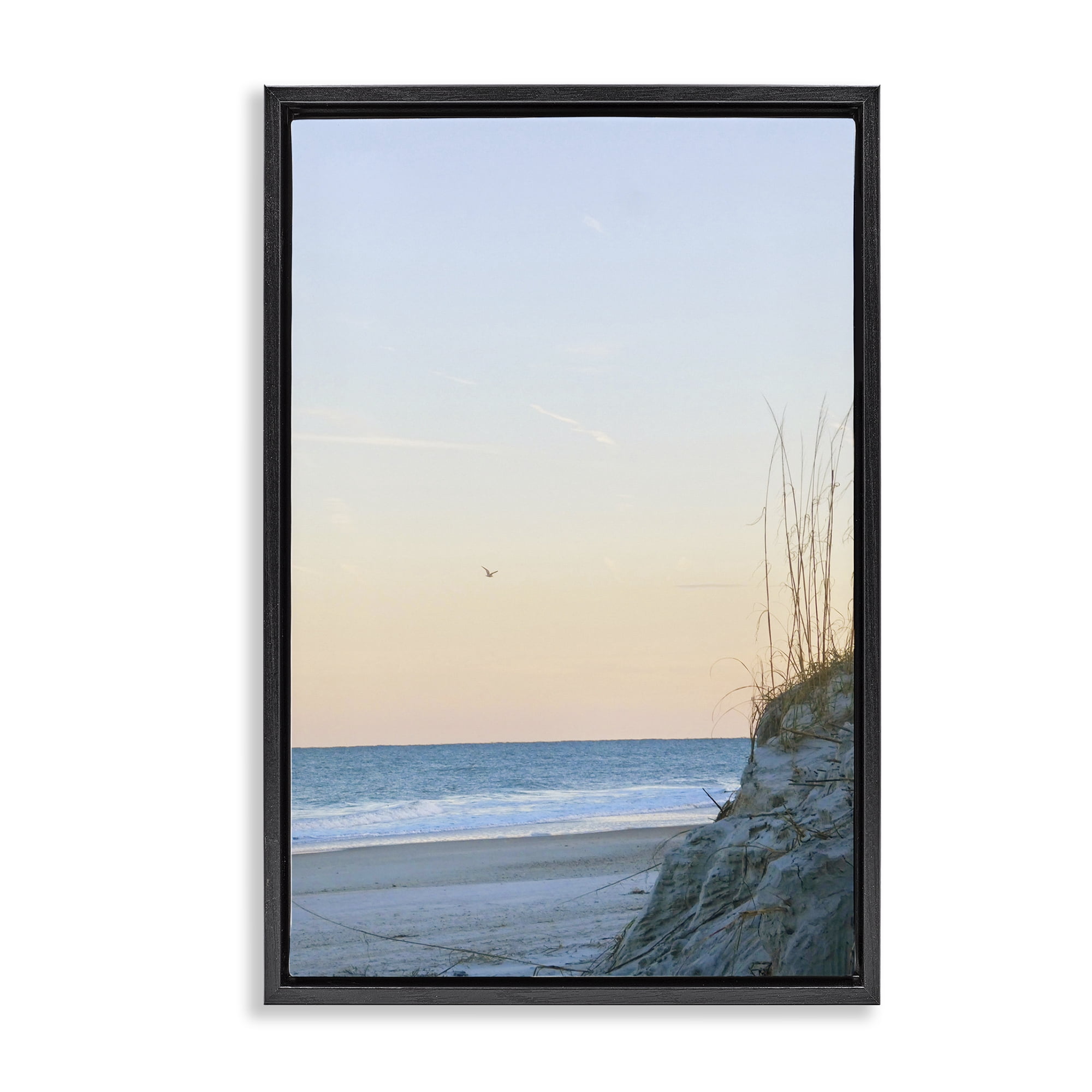 Stupell Industries Serene Beach Sunset Landscape Photography Black Floater Framed Canvas Art Print Wall Art, 21 x 31