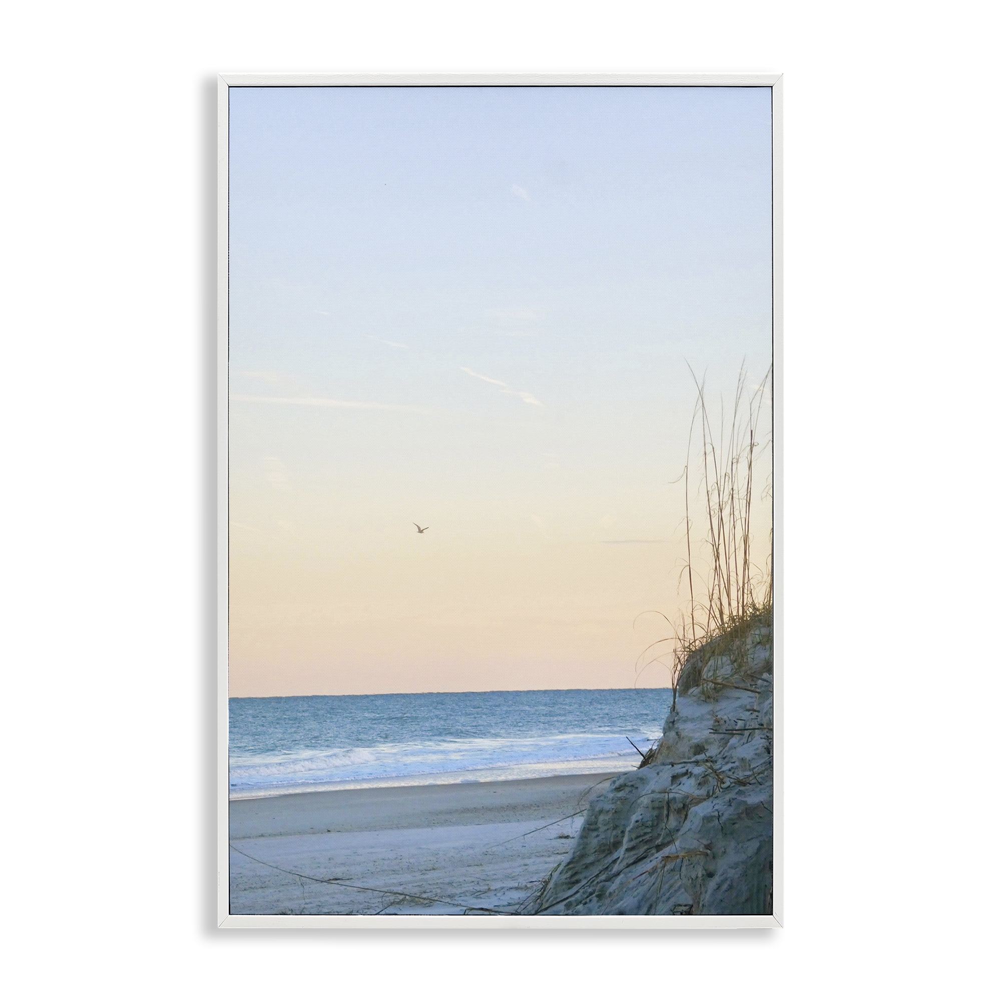 Stupell Industries Serene Beach Sunset Landscape Photography White Framed Art Print Wall Art, 16 x 24
