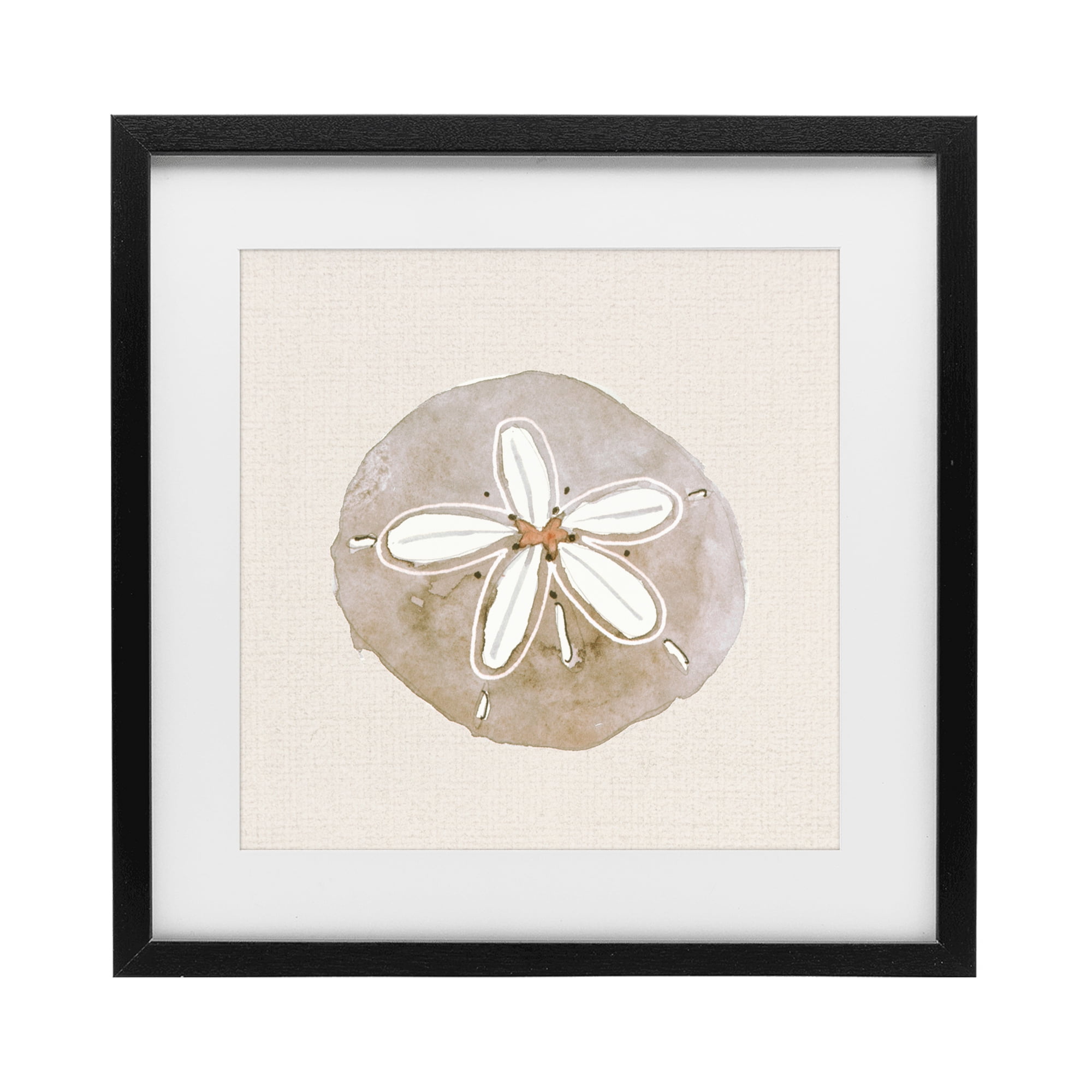 Stupell Industries Serene Beige Sand Dollar Black Framed Print Under Glass, design by Lanie Loreth
