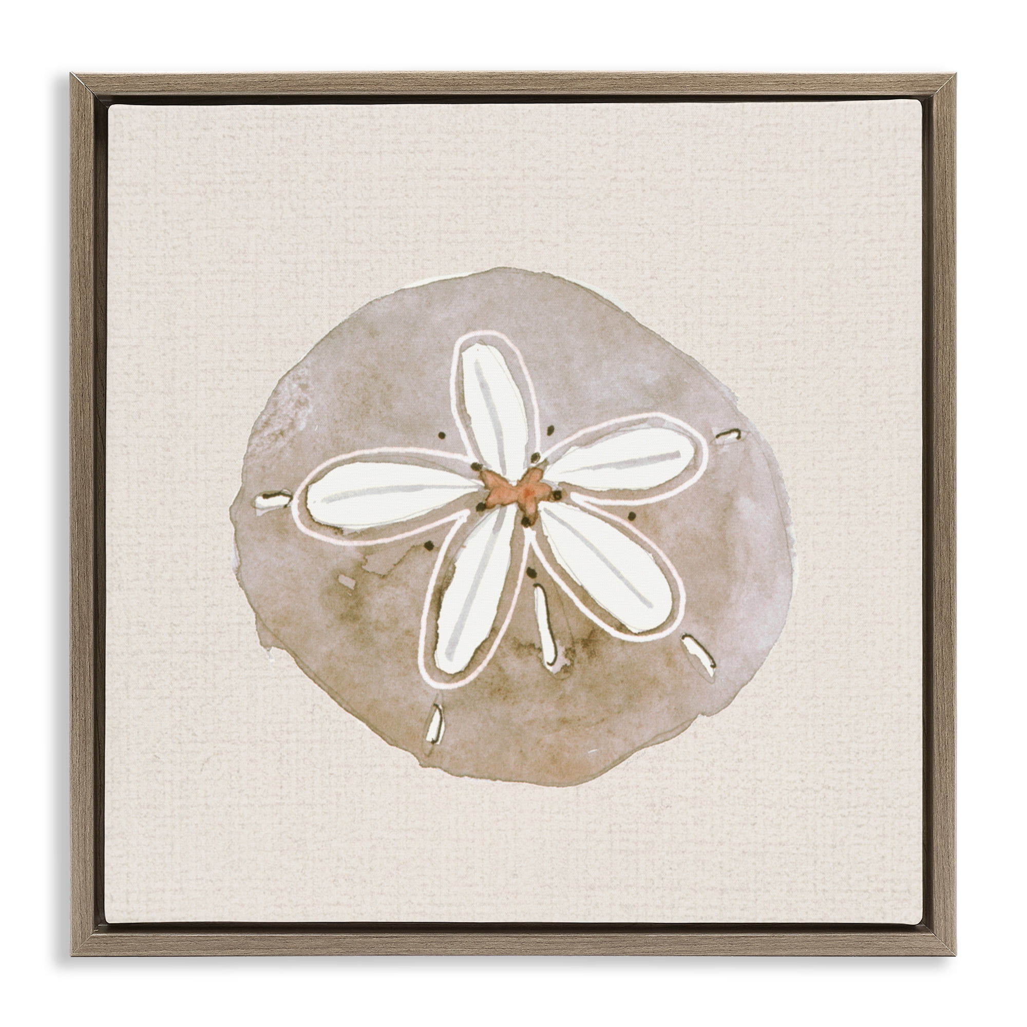 Stupell Industries Serene Beige Sand Dollar Brown Framed Floater Canvas Wall Art, design by Lanie Loreth