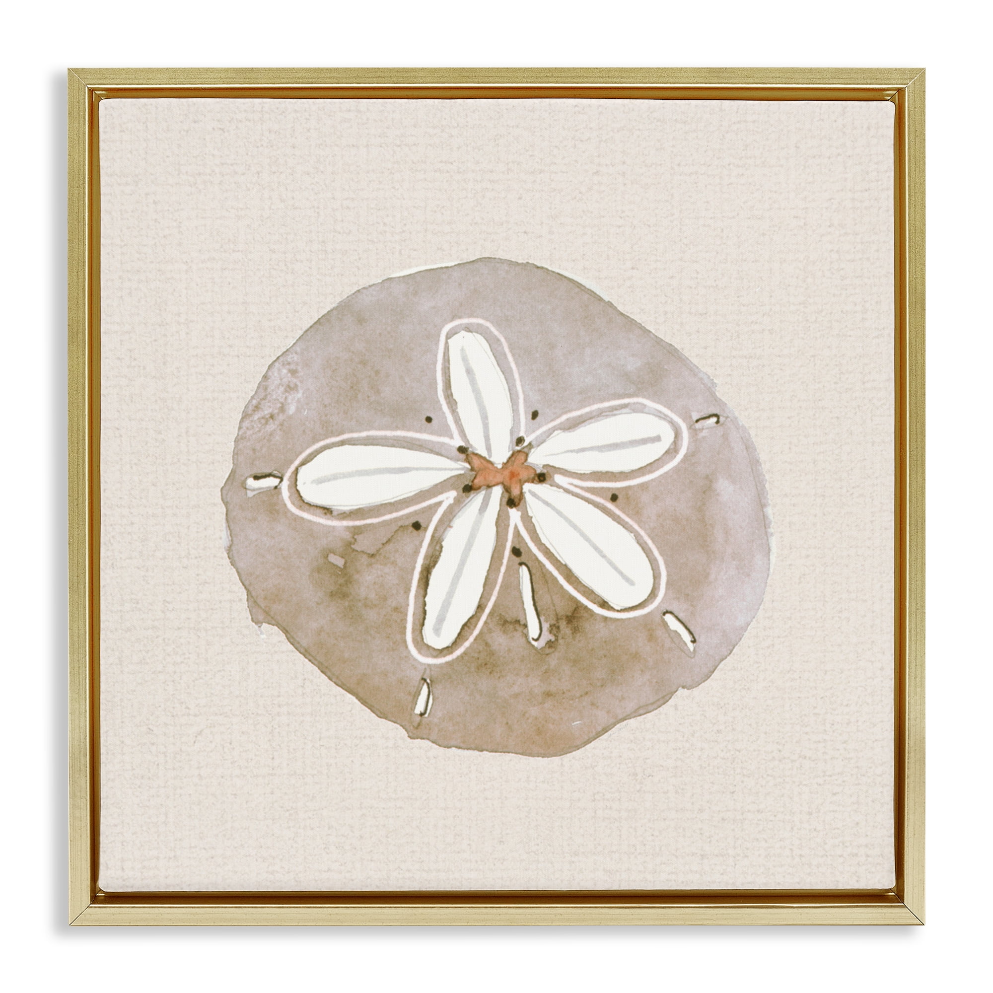 Stupell Industries Serene Beige Sand Dollar Gold Framed Floater Canvas Wall Art, design by Lanie Loreth