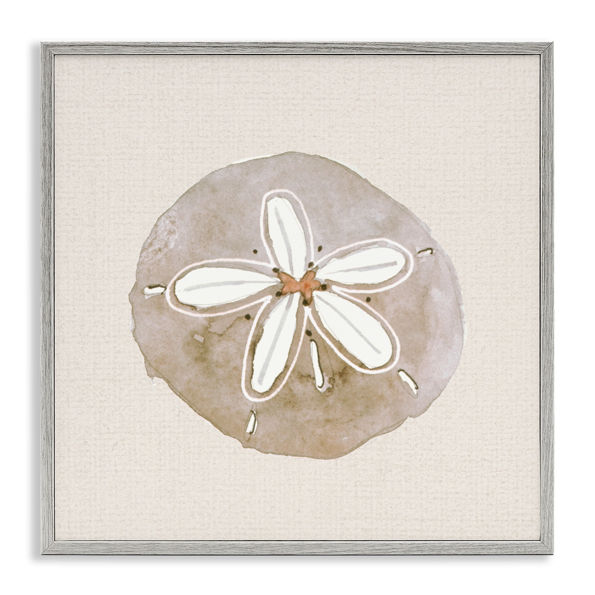Stupell Industries Serene Beige Sand Dollar Gray Framed Giclee Art, design by Lanie Loreth