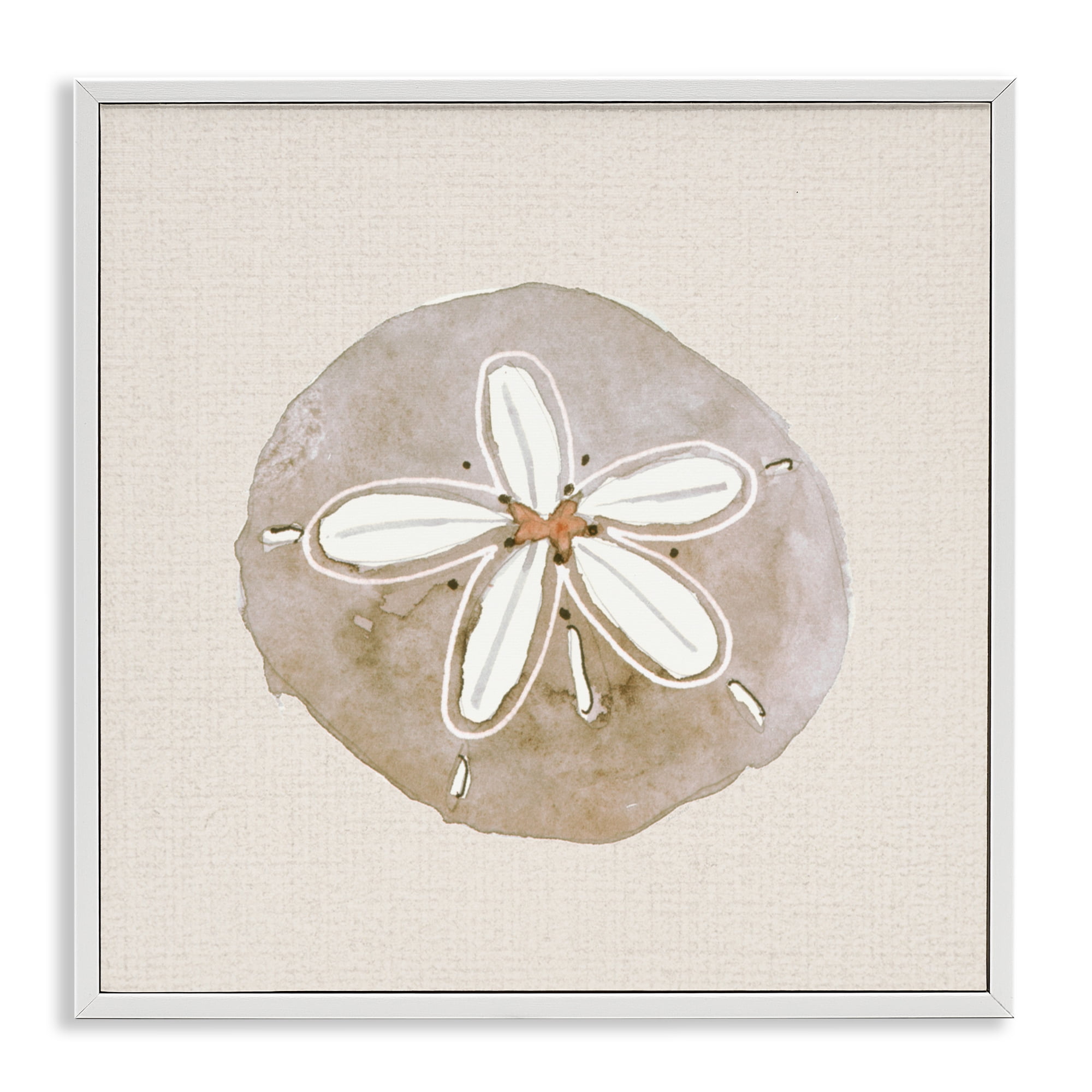 Stupell Industries Serene Beige Sand Dollar White Framed Giclee Art, design by Lanie Loreth