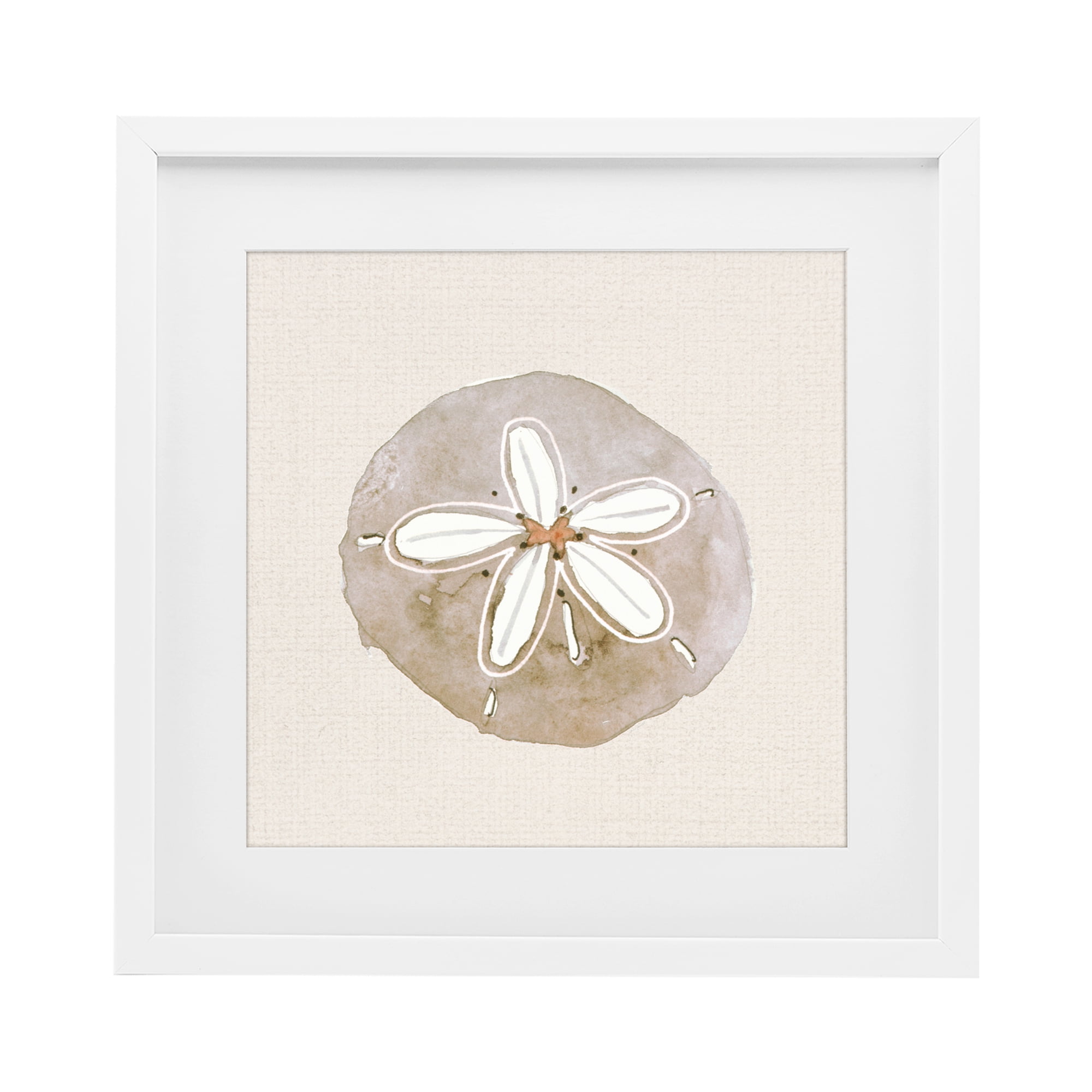 Stupell Industries Serene Beige Sand Dollar White Framed Print Under Glass, design by Lanie Loreth