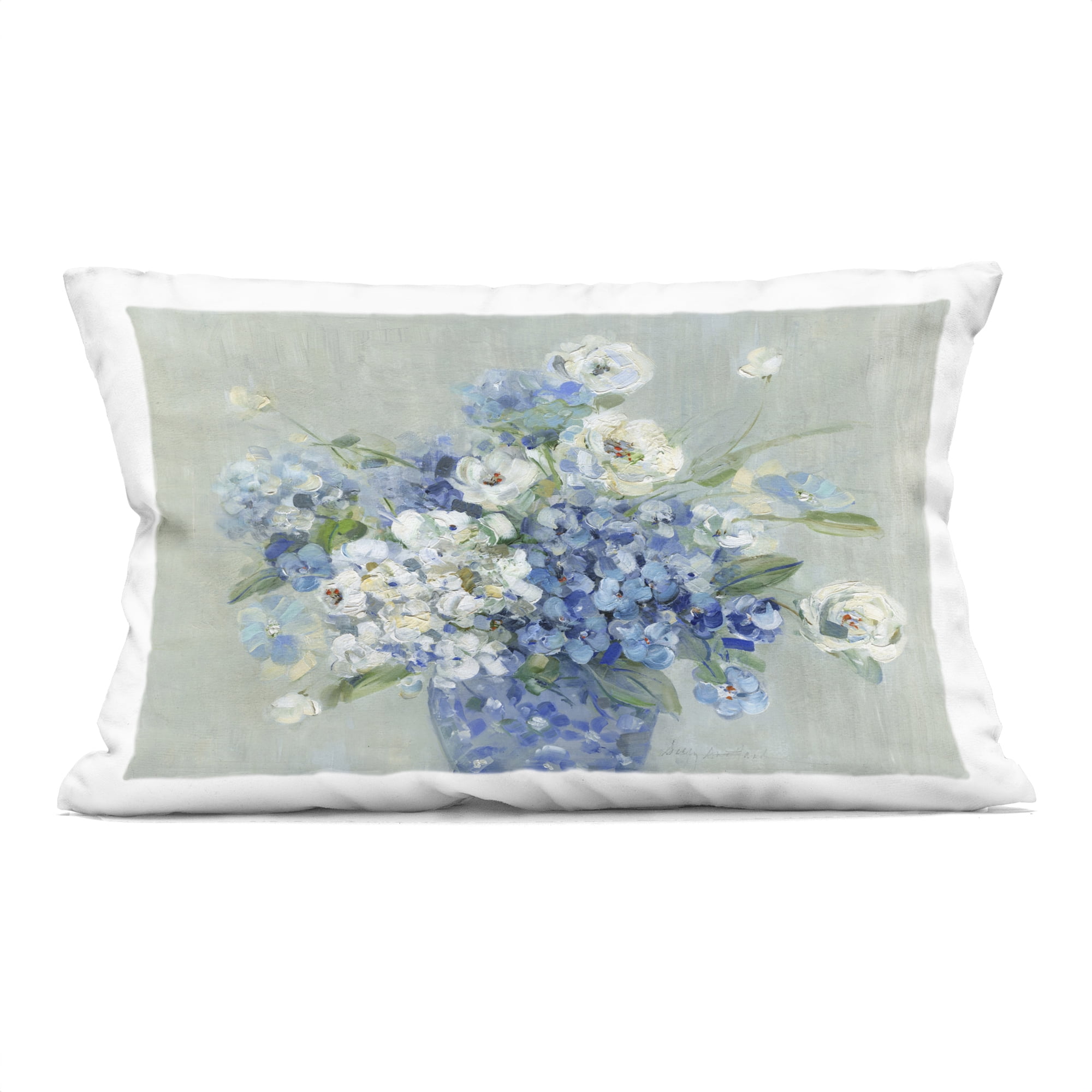 Stupell Industries Serene Blue And White Bouquet Decorative Printed Throw Pillow, design by Sally Swatland, 14 x 7 x 20