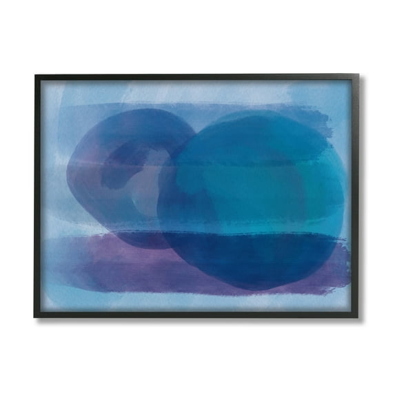 Stupell Industries Serene Blue Brushstrokes Abstract Circle Shapes Framed Wall Art, 14 x 11, Design by Amy Brinkman