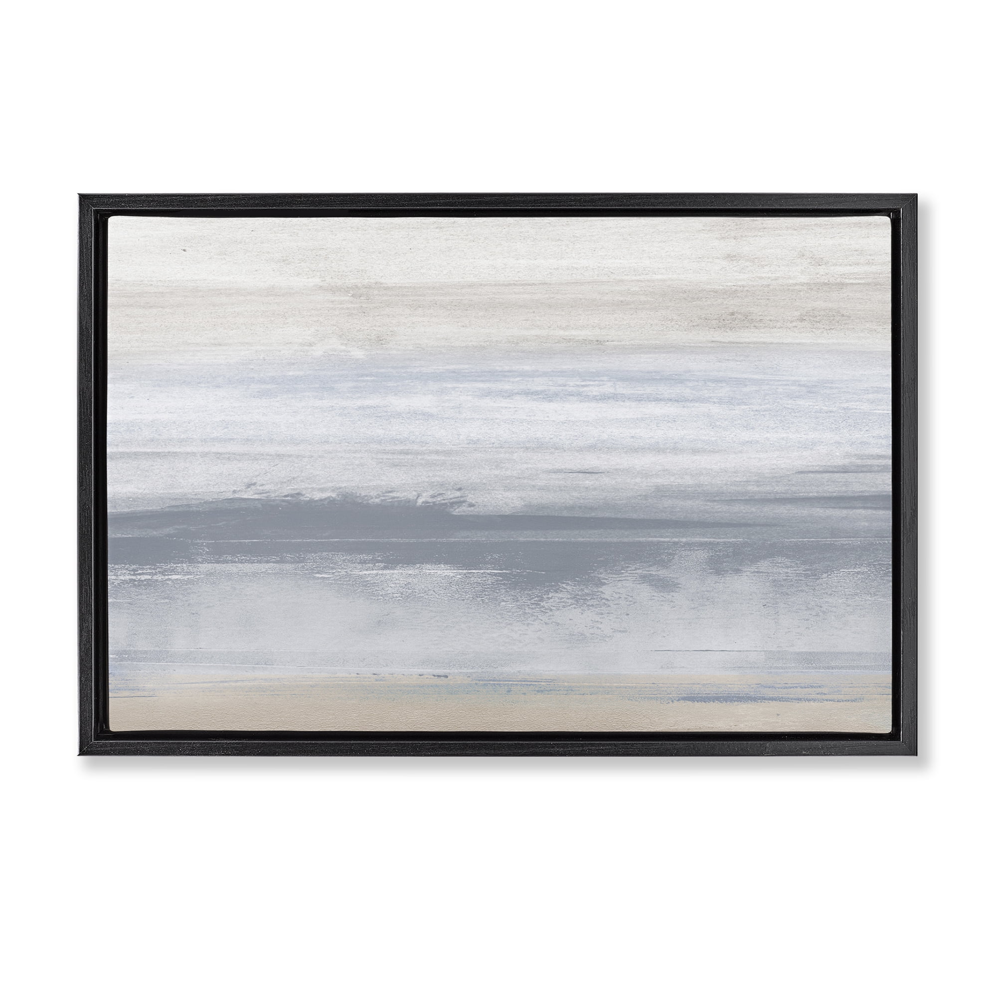Stupell Industries Serene Blue Feeling Landscape Painting Black Floater Framed Canvas Art Print Wall Art, 31 x 21