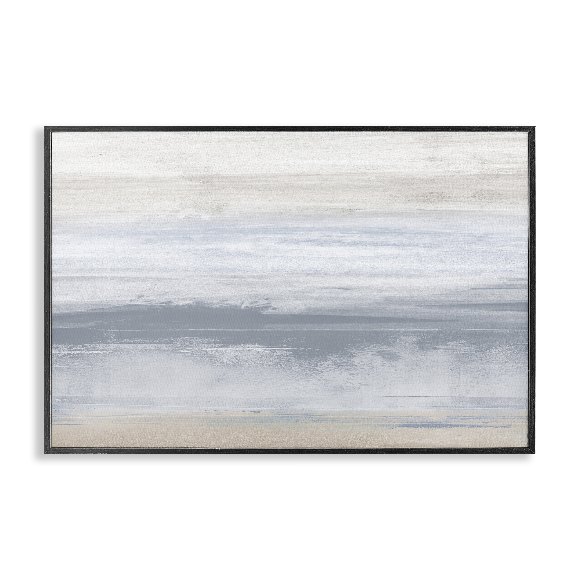 Stupell Industries Serene Blue Feeling Landscape Painting Black Framed Art Print Wall Art, 24 x 16