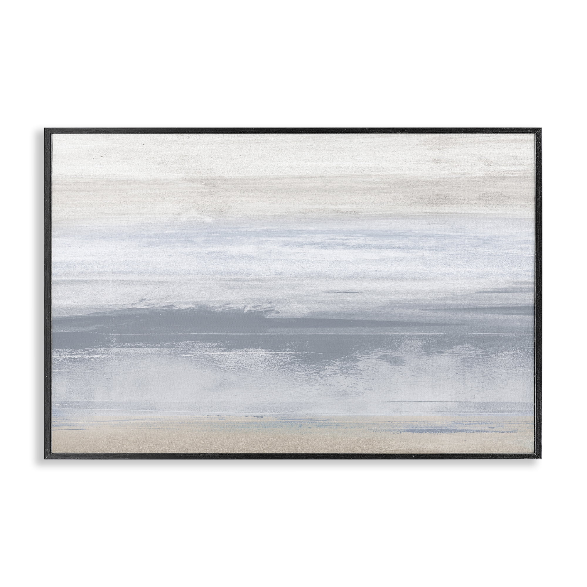 Stupell Industries Serene Blue Feeling Landscape Painting Black Framed Art Print Wall Art, 30 x 20