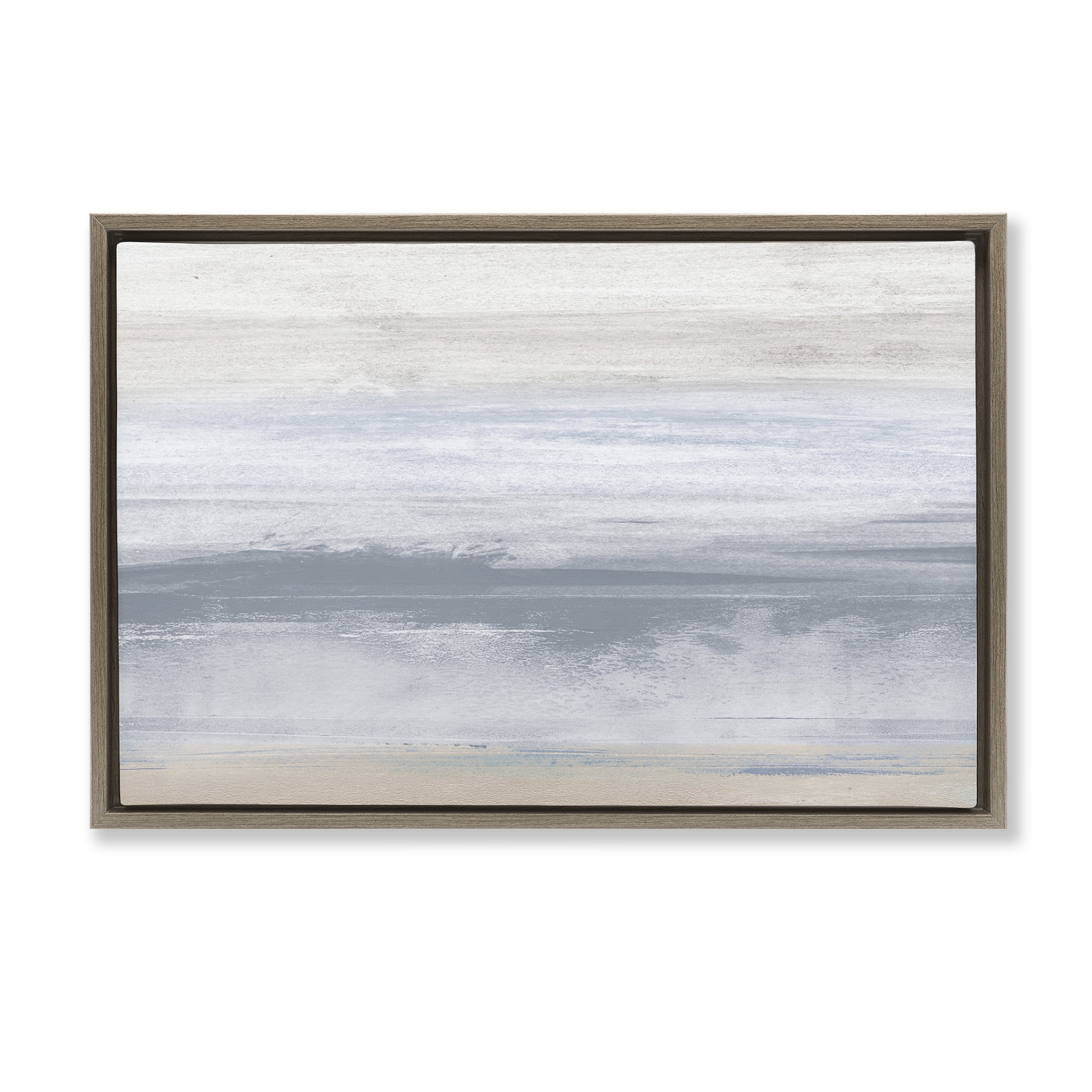 Stupell Industries Serene Blue Feeling Landscape Painting Brown Floater Framed Canvas Art Print Wall Art, 25 x 17