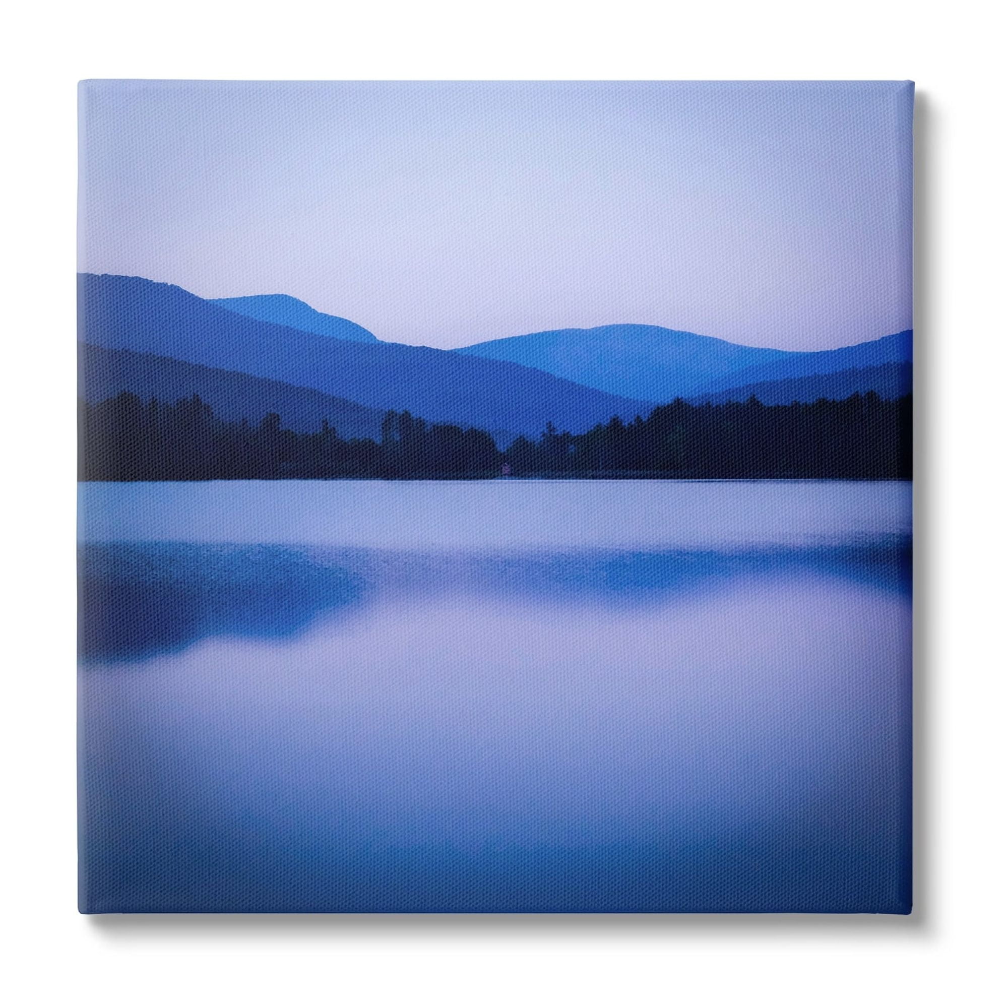 Stupell Industries Serene Blue Mountain Lakeside Scenery Photagraphy Classic Photography Gallery-Wrapped Canvas Print Wall Art, 24 x 24, Design by Kelly Sinclair