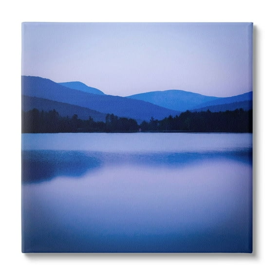 Stupell Industries Serene Blue Mountain Lakeside Scenery Photagraphy Classic Photography Gallery-Wrapped Canvas Print Wall Art, 24 x 24, Design by Kelly Sinclair