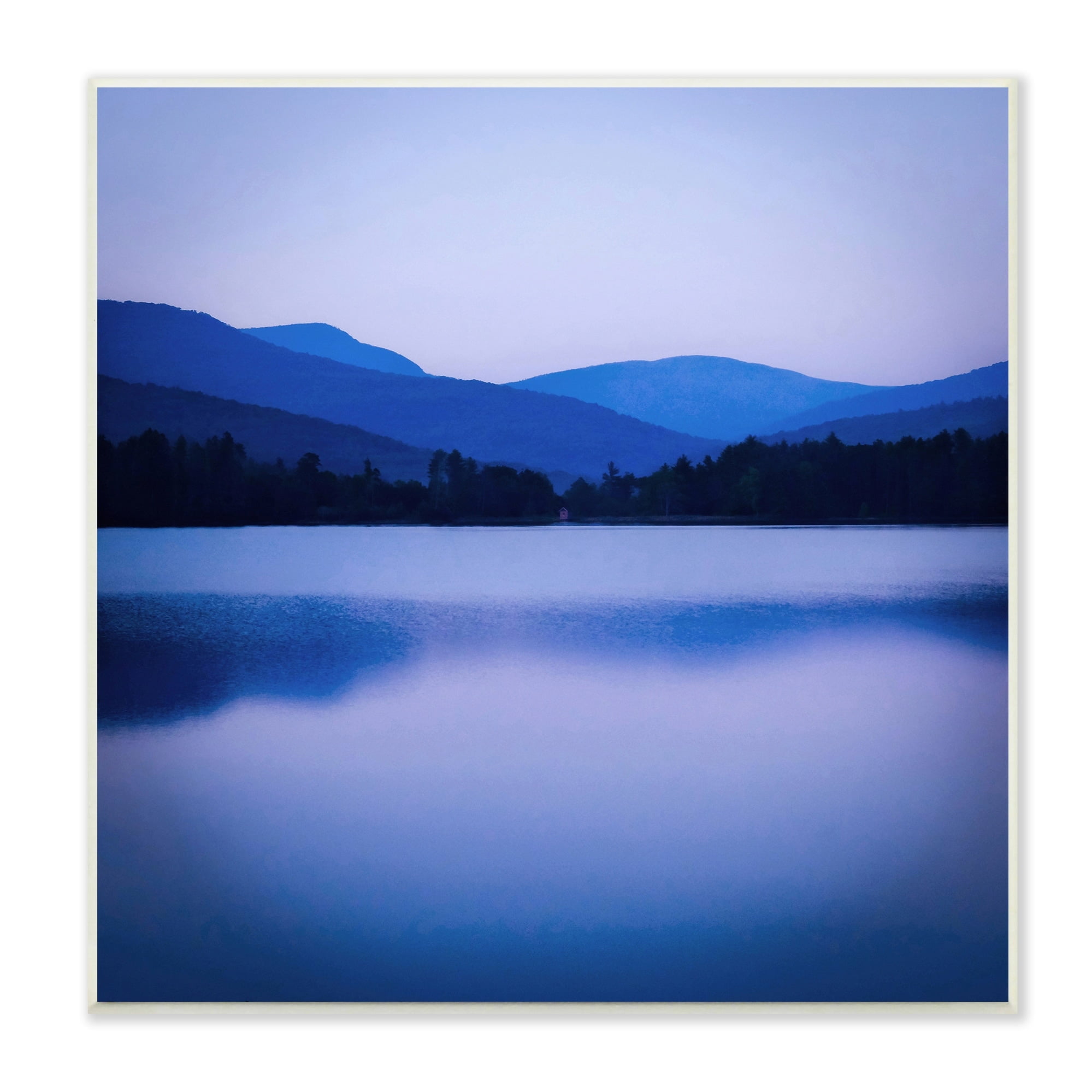Stupell Industries Serene Blue Mountain Lakeside Scenery Photagraphy Photography Unframed Art Print Wall Art, 12x12, by Kelly Sinclair