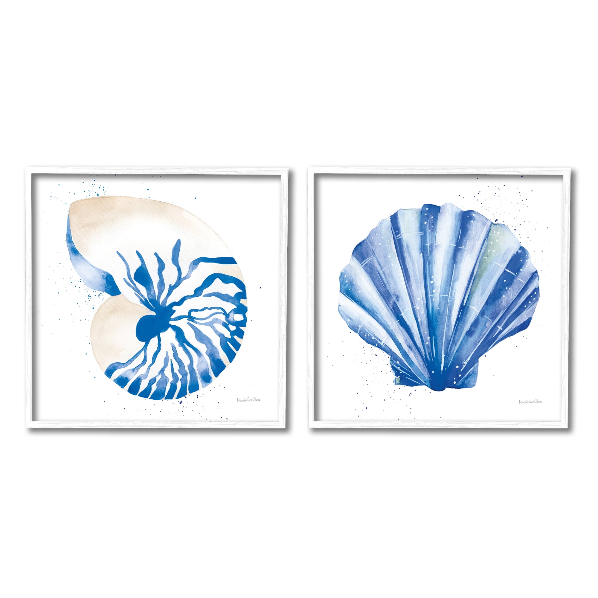 Stupell Industries Serene Blue Seashell Clam Simple Design , 24 x 24, Design by Mercedes Lopez Charro