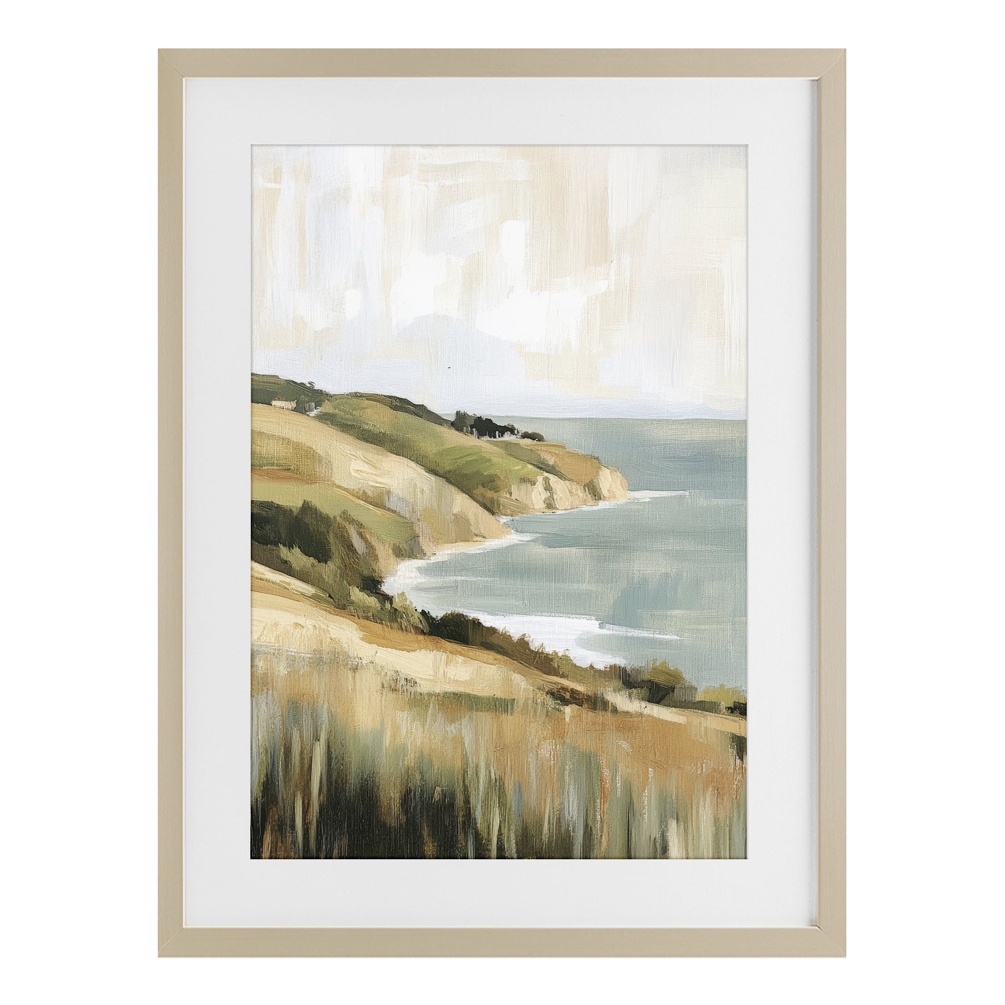 Stupell Industries Serene Cliff Coast Landscape Birch Framed Print Under Glass, design by Petal Prints Design