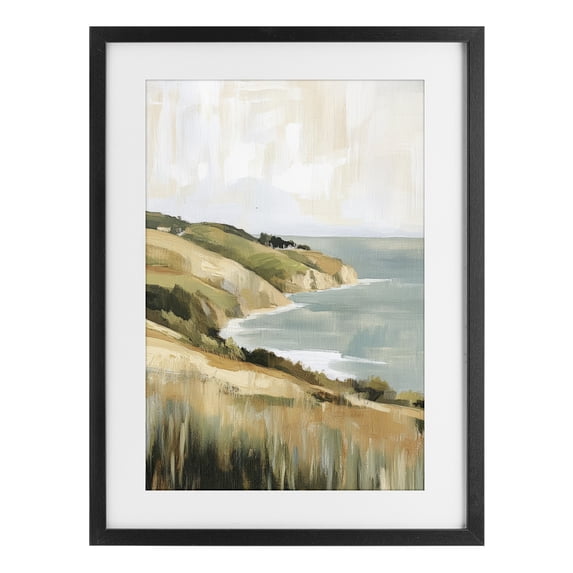 Stupell Industries Transitional Serene Cliff in Morning Light Black Framed Print Under Glass, 14 x 20, by Petals Prints Design
