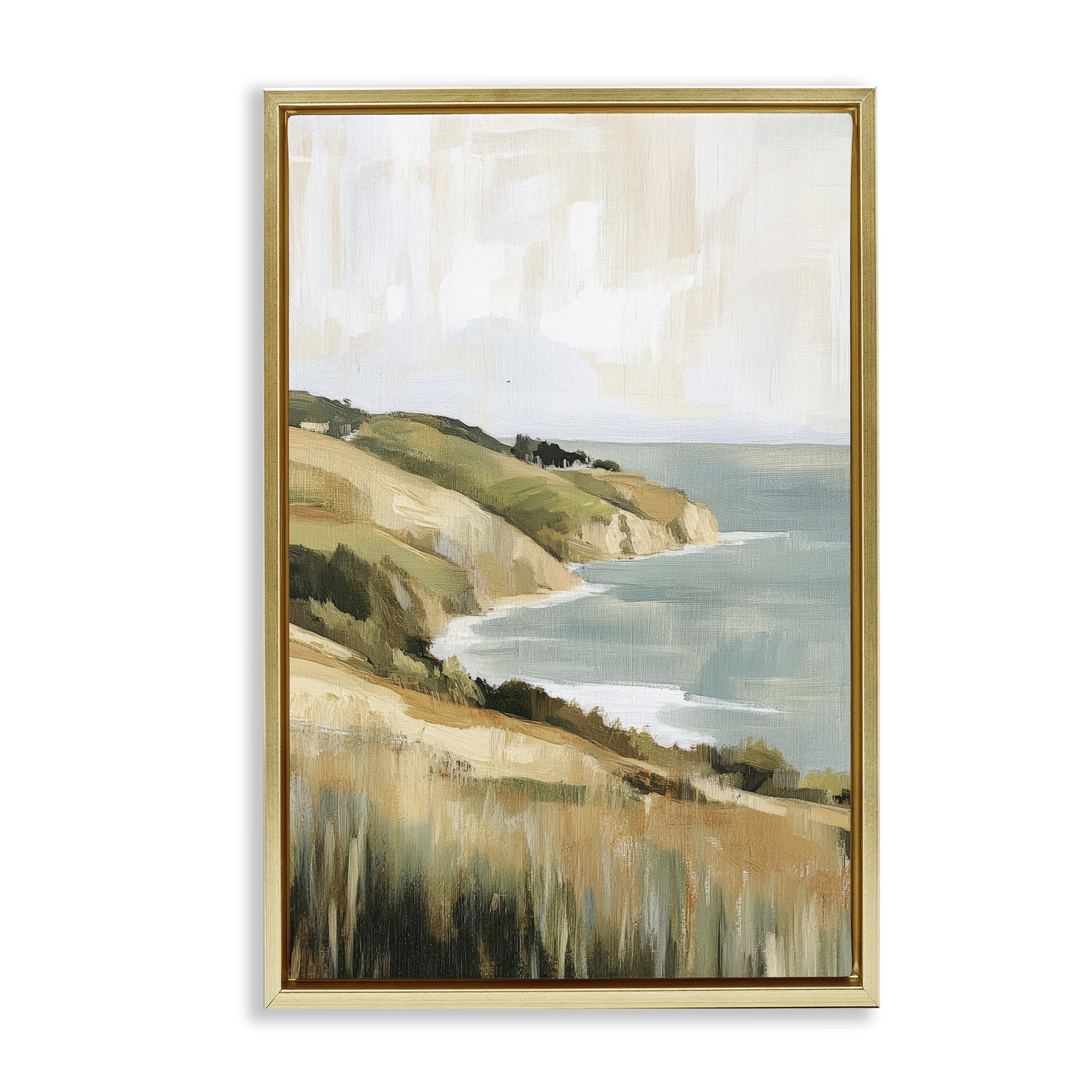 Stupell Industries Serene Cliff in Morning Light Gold Framed Floater Canvas Wall Art, design by Petal Prints Design