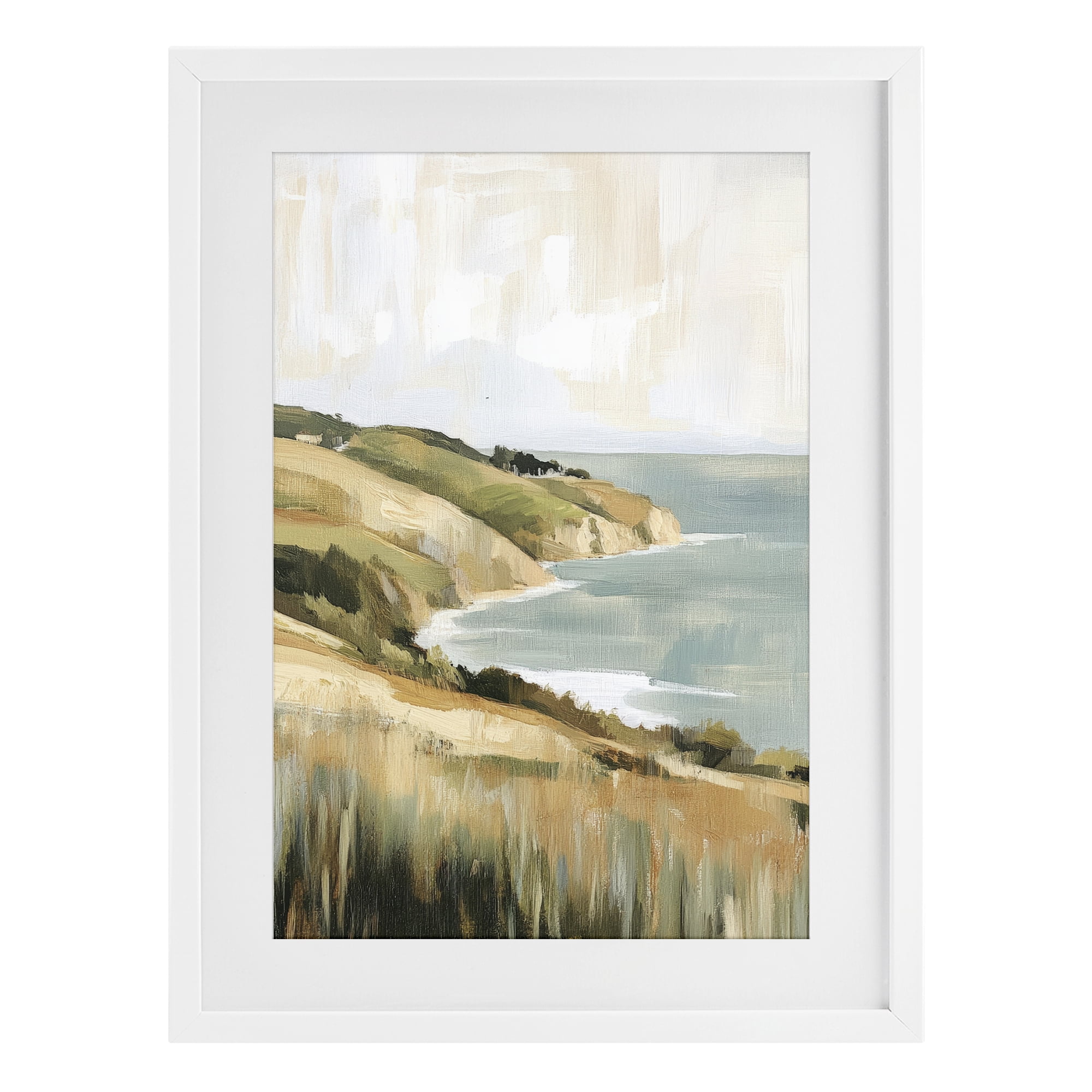 Stupell Industries Serene Cliff in Morning Light White Framed Print Under Glass, design by Petal Prints Design