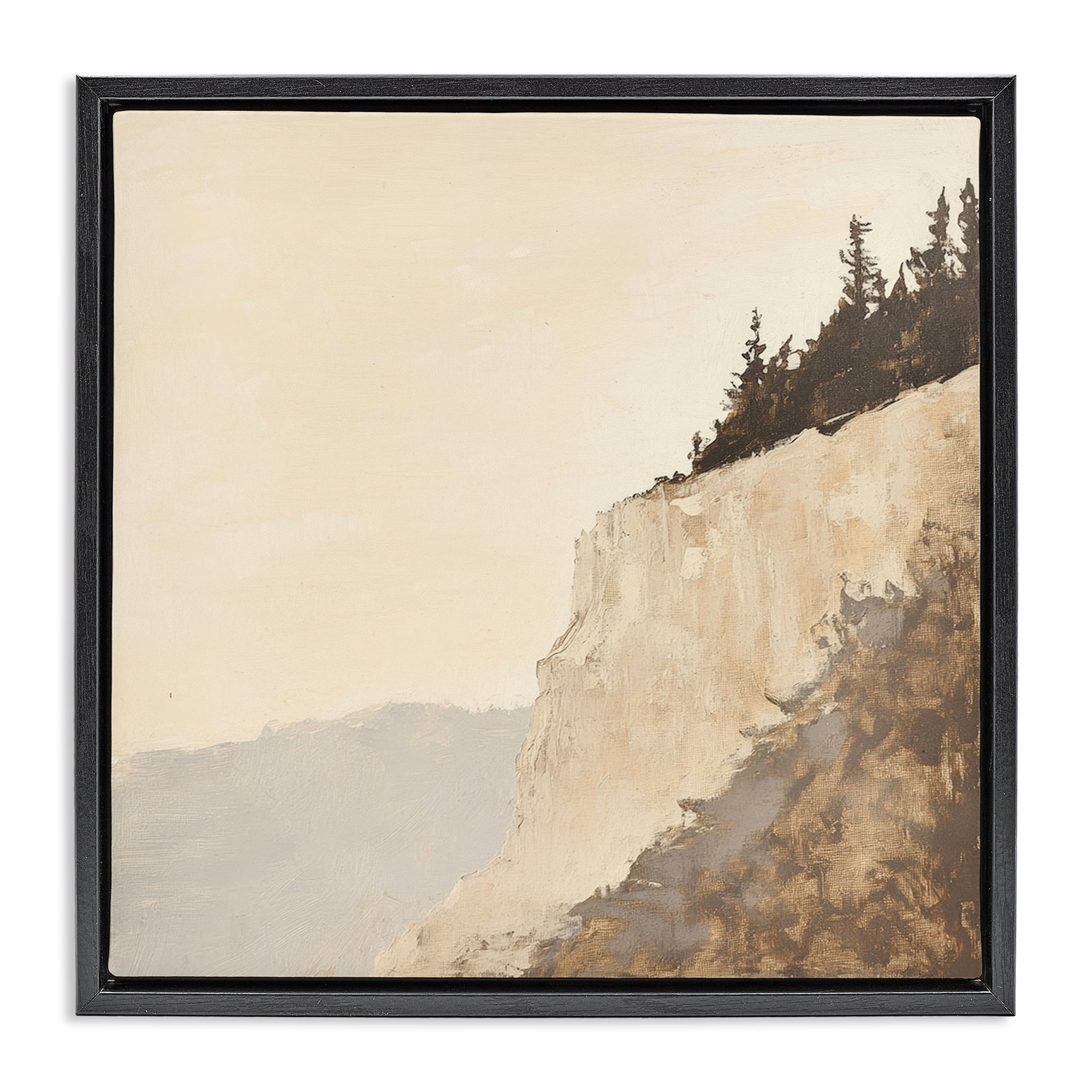 Stupell Industries Serene Cliffside Vista Black Framed Floater Canvas Wall Art, design by Petal Prints Design