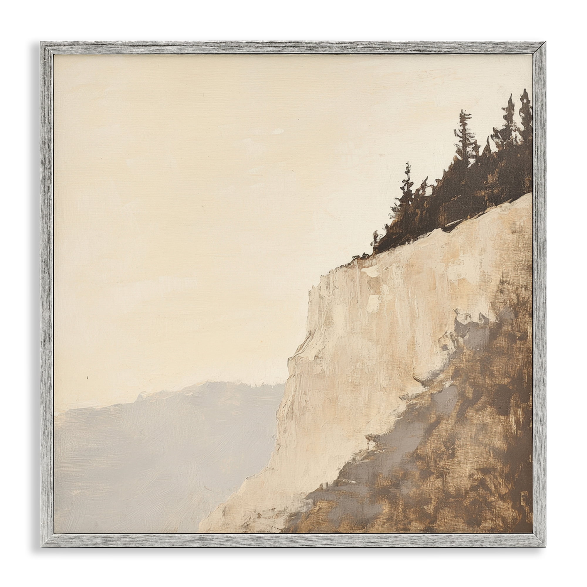 Stupell Industries Serene Cliffside Vista Gray Framed Giclee Art, design by Petal Prints Design
