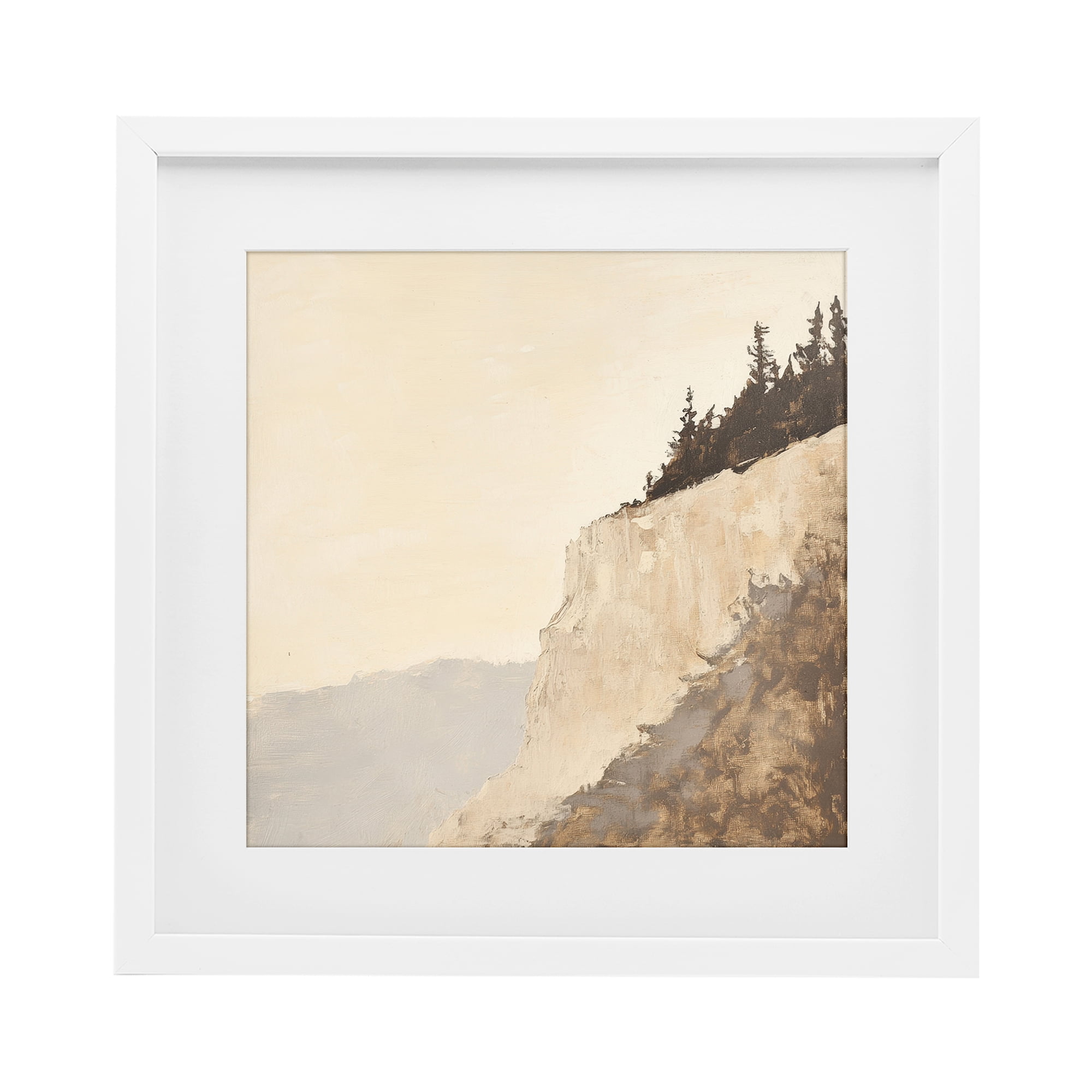 Stupell Industries Serene Cliffside Vista White Framed Print Under Glass, design by Petal Prints Design
