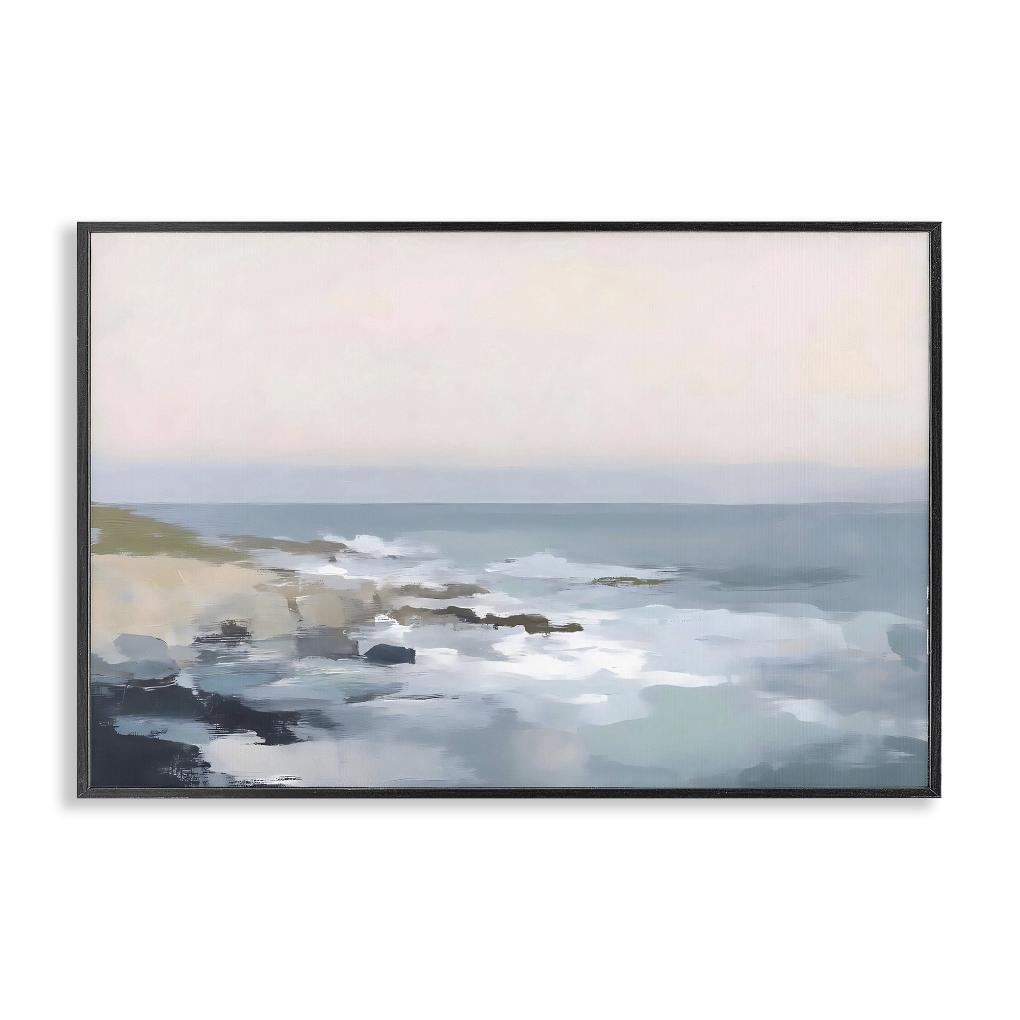 Stupell Industries Serene Coastal Ocean Scene Black Framed Giclee Art, design by Creative Studio