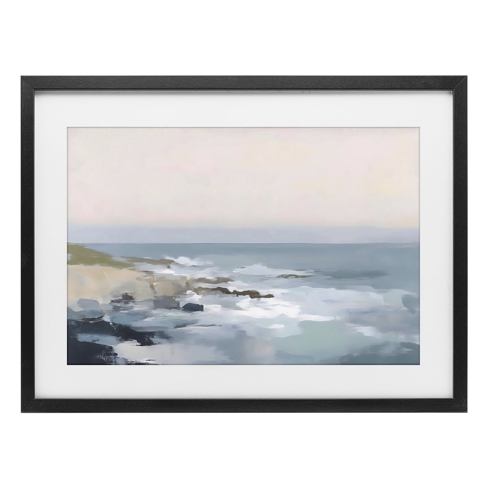 Stupell Industries Serene Coastal Ocean Scene Black Framed Print Under Glass, design by Creative Studio