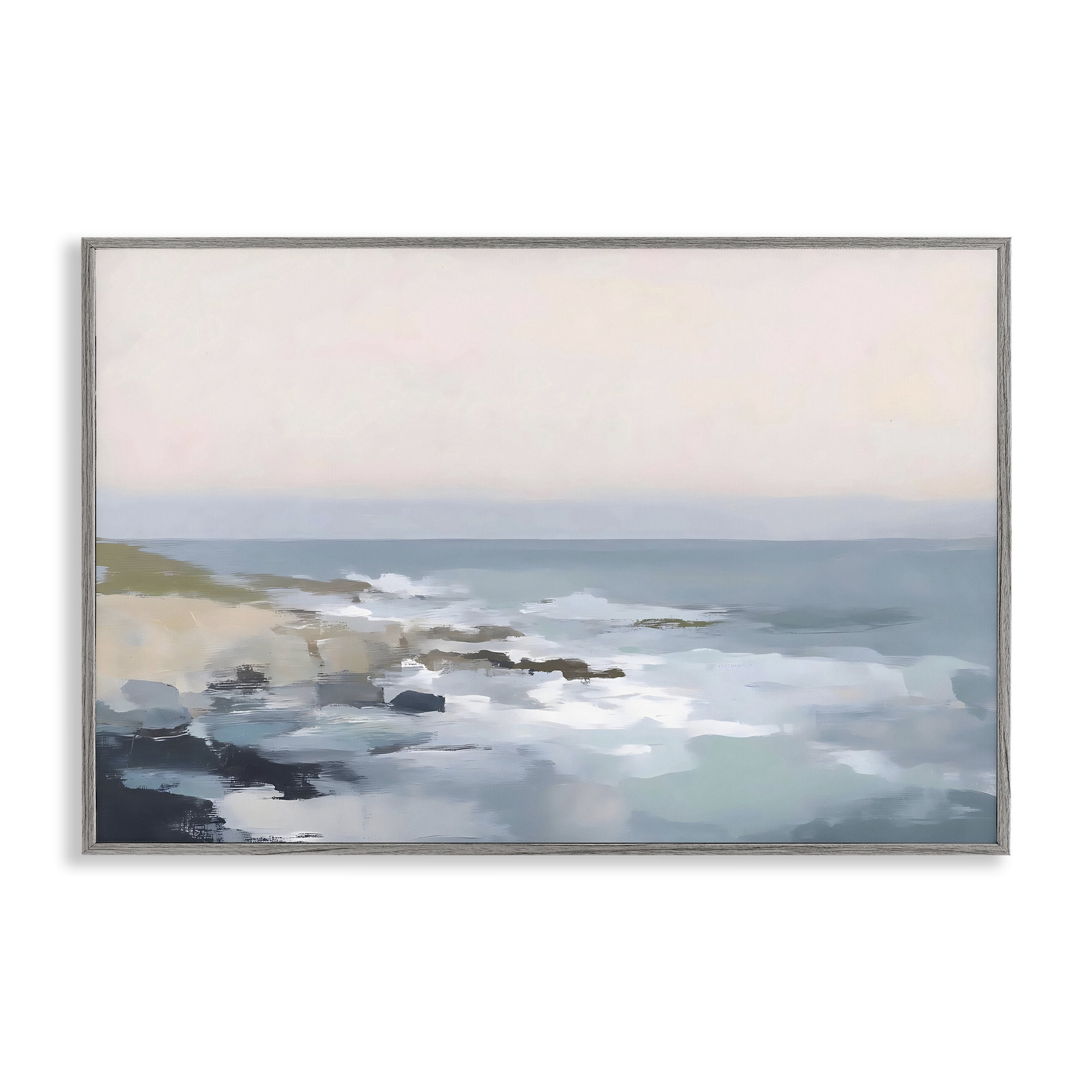 Stupell Industries Serene Coastal Ocean Scene Gray Framed Giclee Art, design by Creative Studio