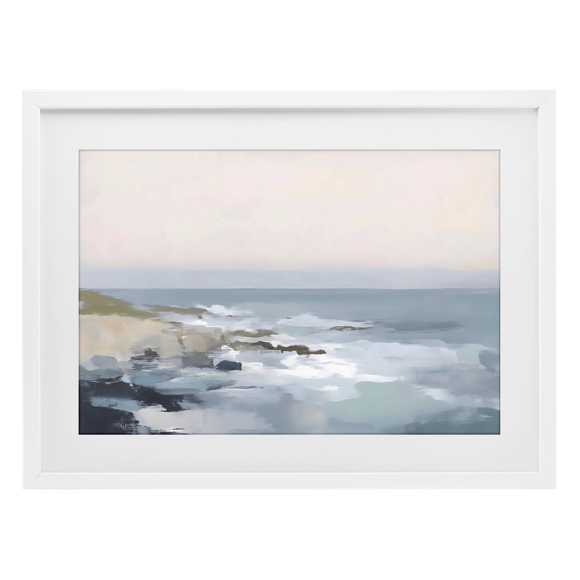 Stupell Industries Serene Coastal Ocean Scene White Framed Print Under Glass, design by Creative Studio