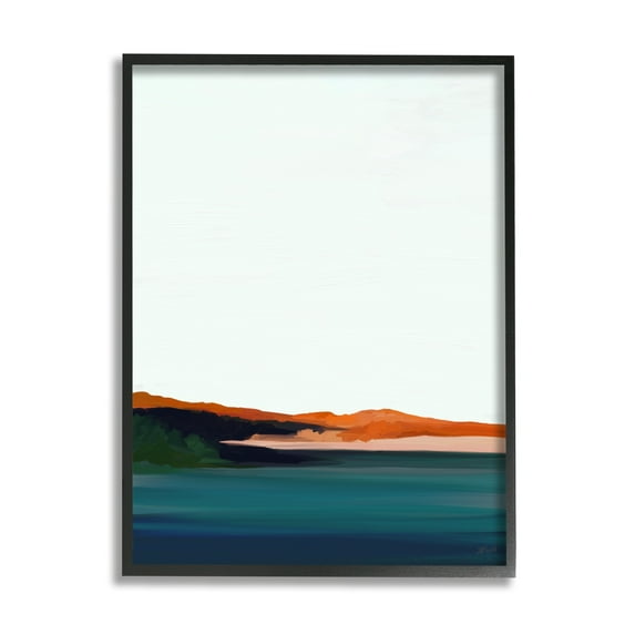 Stupell Industries Serene Coastline Landscape Red Sands Quiet Sky Painting Black Framed Art Print Wall Art, Design by Amy Hall