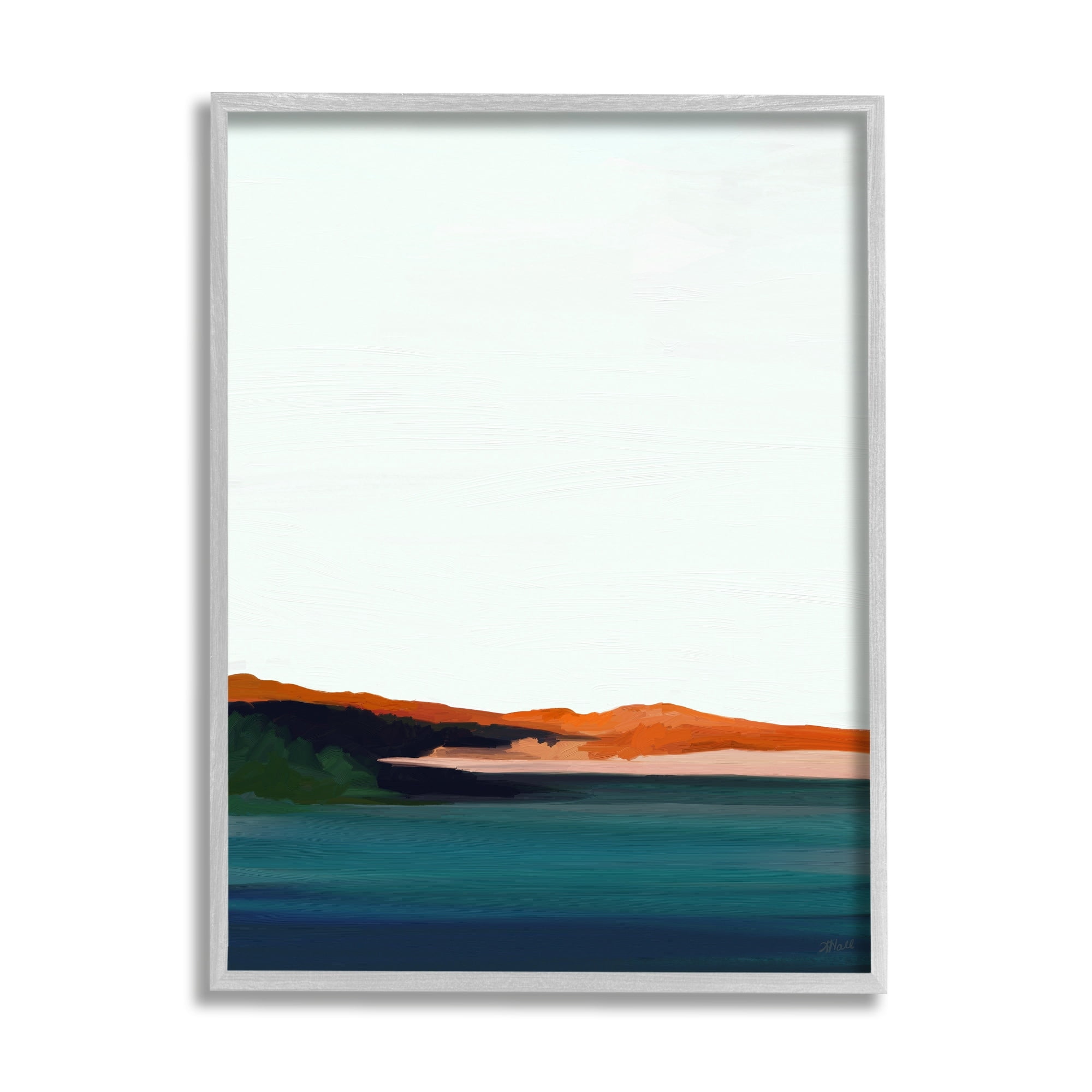 Stupell Industries Serene Coastline Landscape Red Sands Quiet Sky Painting Gray Framed Art Print Wall Art, Design by Amy Hall