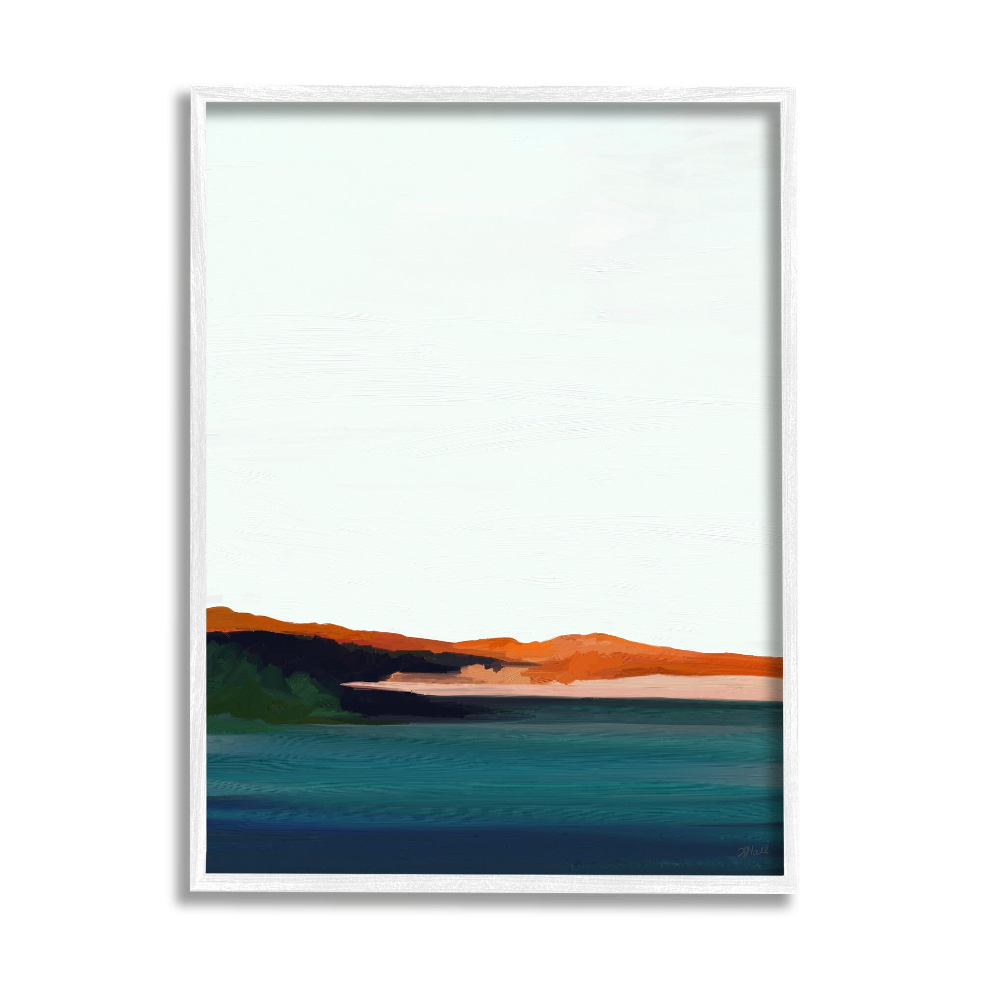 Stupell Industries Serene Coastline Landscape Red Sands Quiet Sky Painting White Framed Art Print Wall Art, Design by Amy Hall