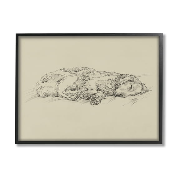 Stupell Industries Serene Dog Sleep Soft Cushion Monochrome Sketch Portrait,14 x 11, Design by Ethan Harper