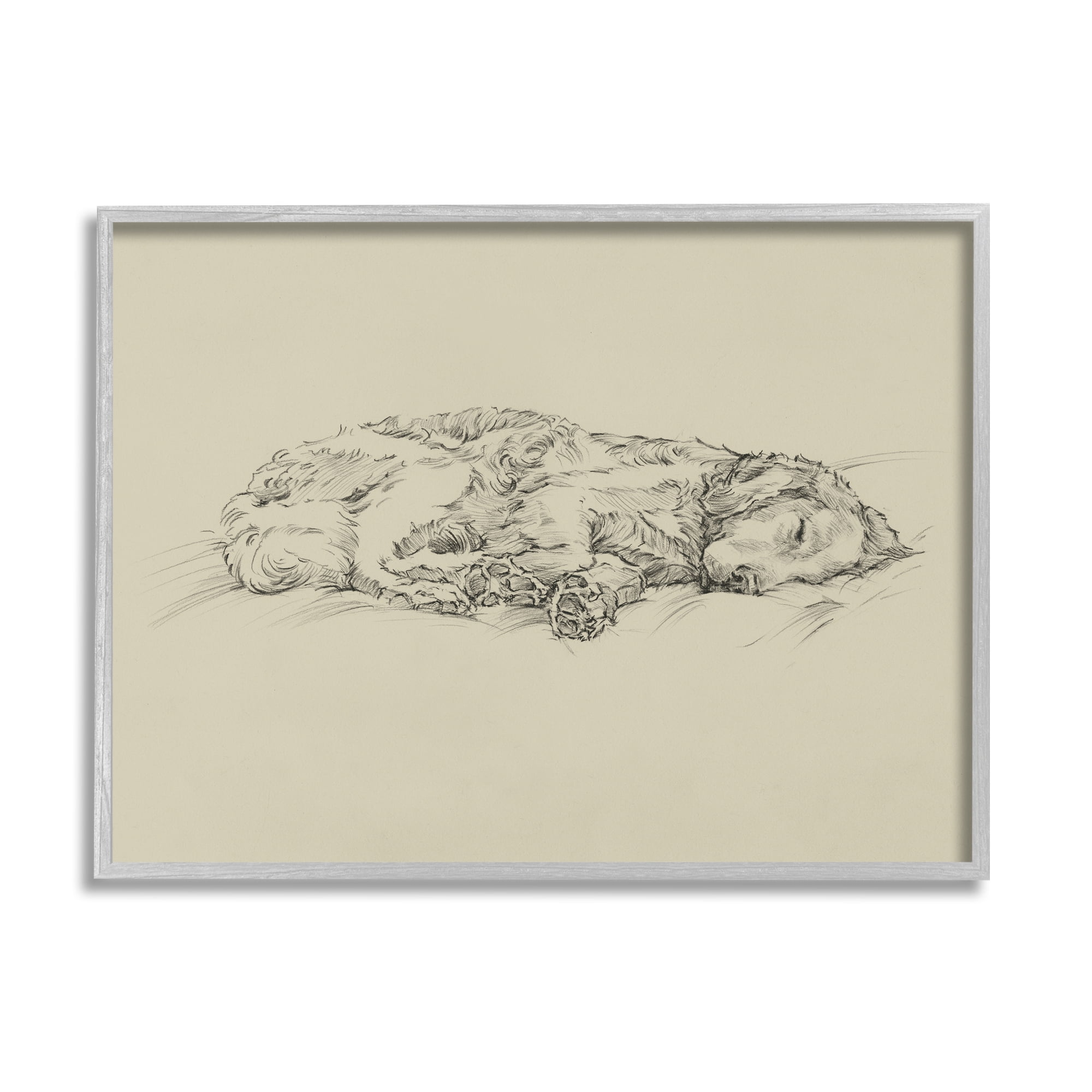 Stupell Industries Serene Dog Sleep Soft Cushion Monochrome Sketch Portrait,14 x 11, Design by Ethan Harper