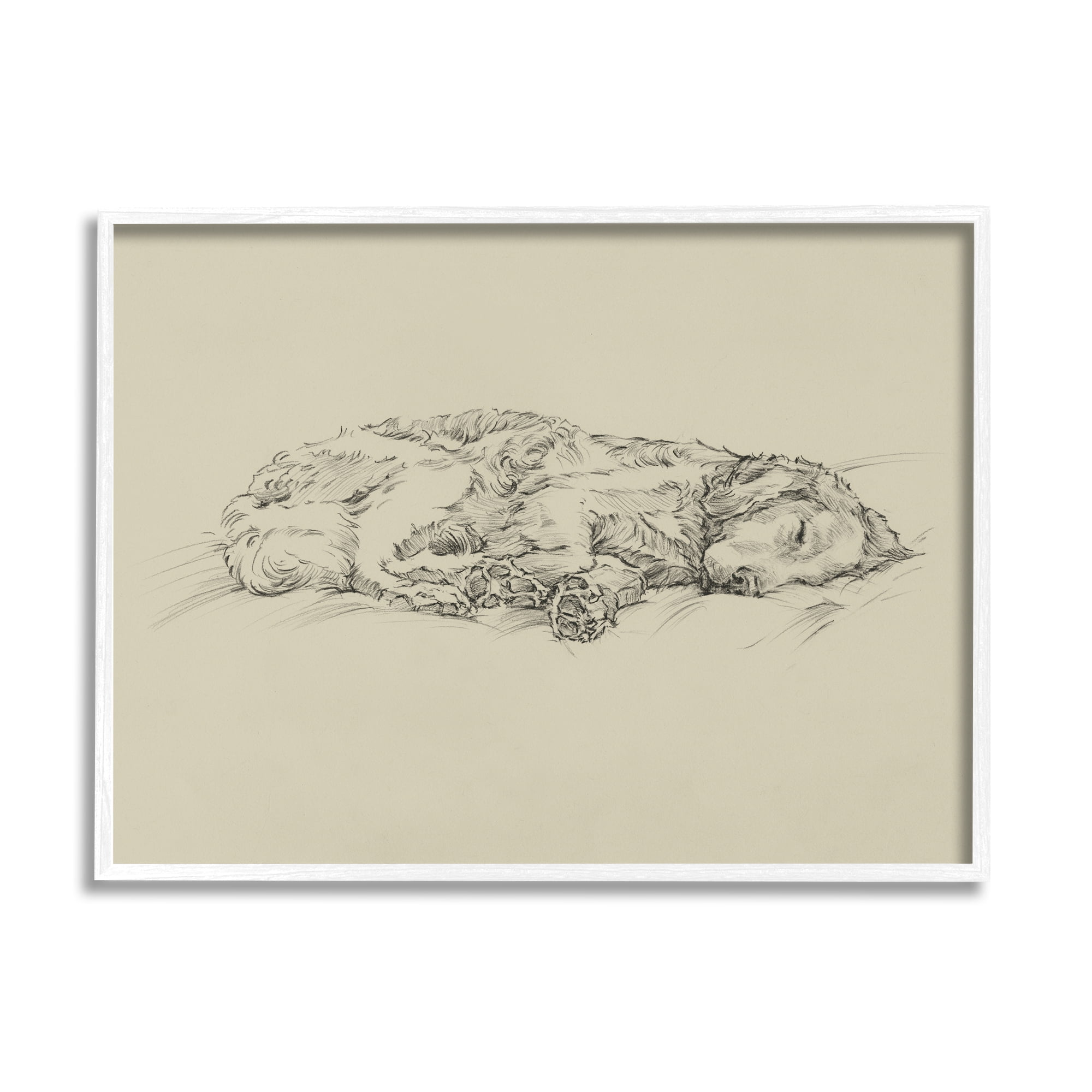 Stupell Industries Serene Dog Sleep Soft Cushion Monochrome Sketch Portrait,30 x 24, Design by Ethan Harper