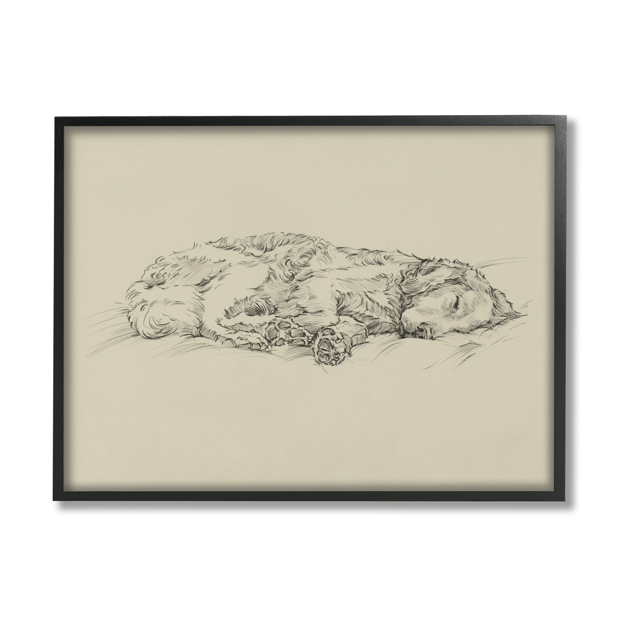 Stupell Industries Serene Dog Sleep Soft Cushion Monochrome Sketch Portrait,30 x 24, Design by Ethan Harper