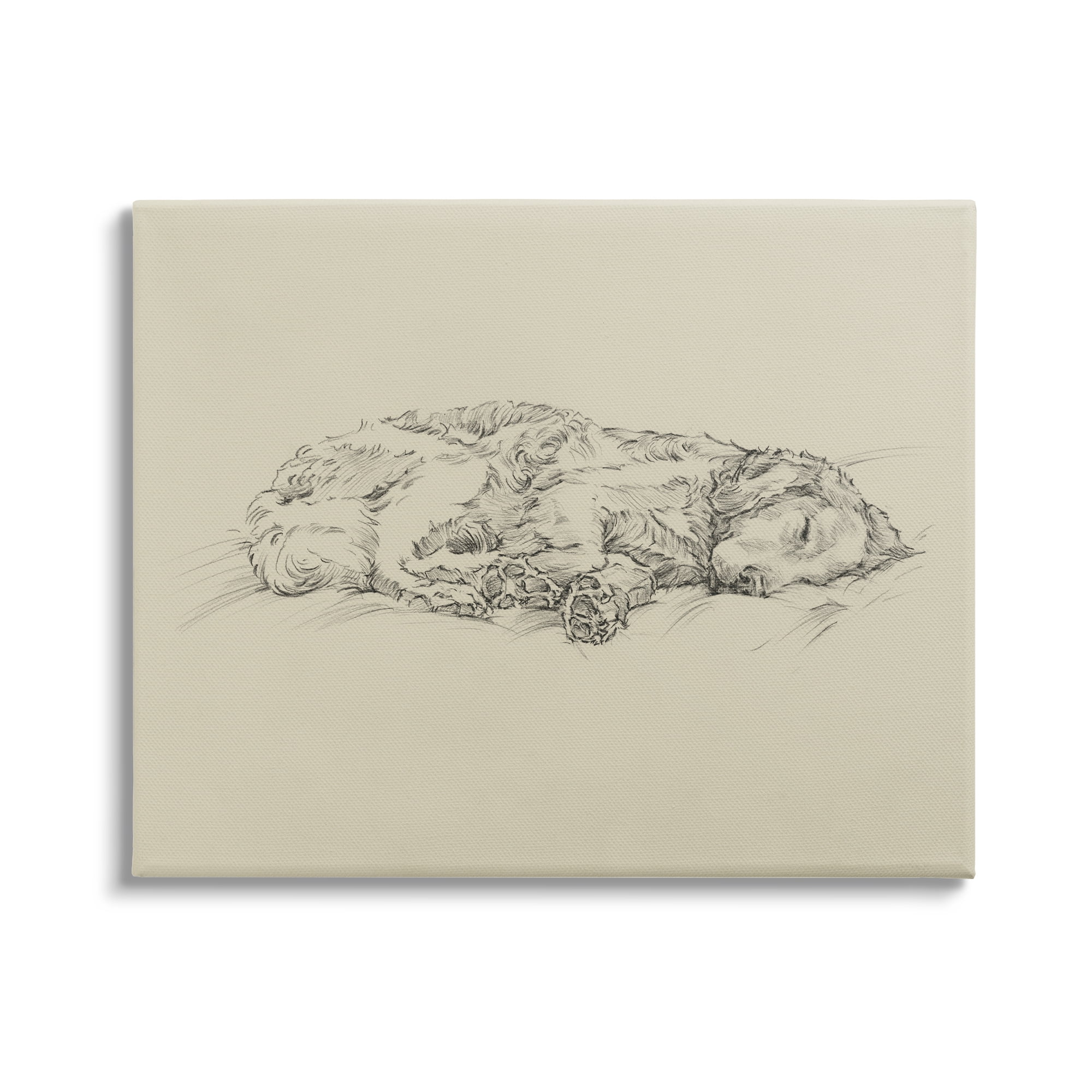 Stupell Industries Serene Dog Sleep Soft Cushion Monochrome Sketch Portrait,30 x 24, Design by Ethan Harper