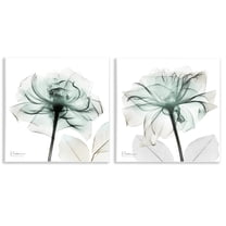 Stupell Industries Serene Emerald Rose Floral Painting Unframed Art Print Wall Art, 12 x 12, Set of 2