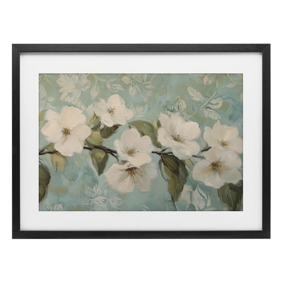 Stupell Industries Eclectic Serene Flower Branch Blooms Black Framed Print Under Glass, 20 x 14, by Petals Prints Design