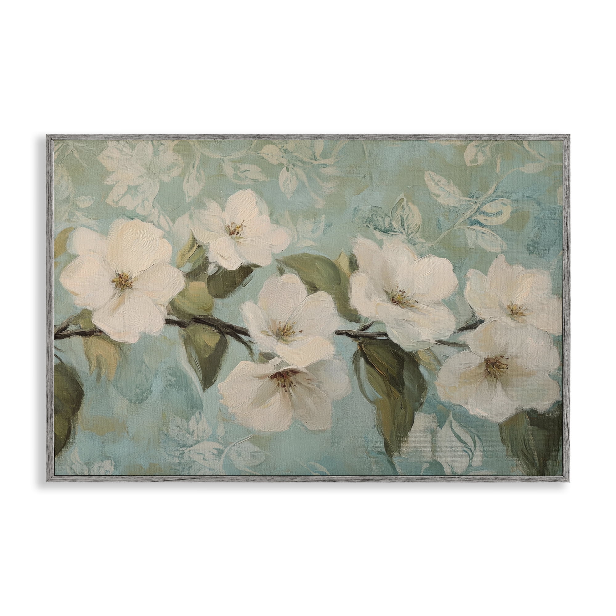 Stupell Industries Serene Flower Branch Blooms Gray Framed Giclee Art, design by Petal Prints Design