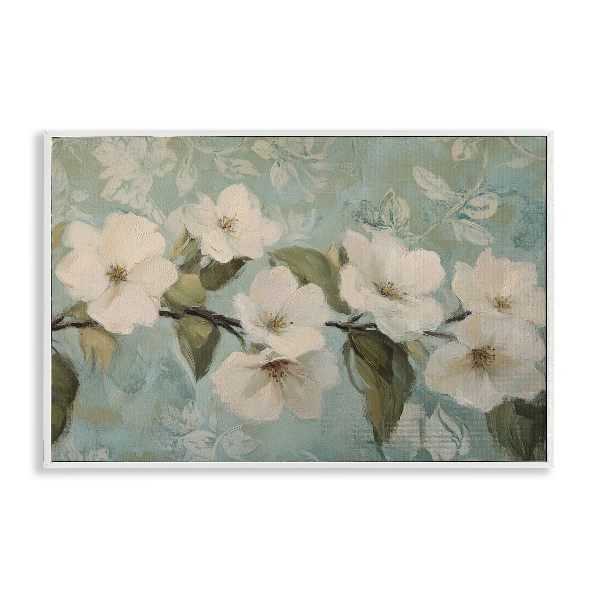 Stupell Industries Serene Flower Branch Blooms White Framed Giclee Art, design by Petal Prints Design