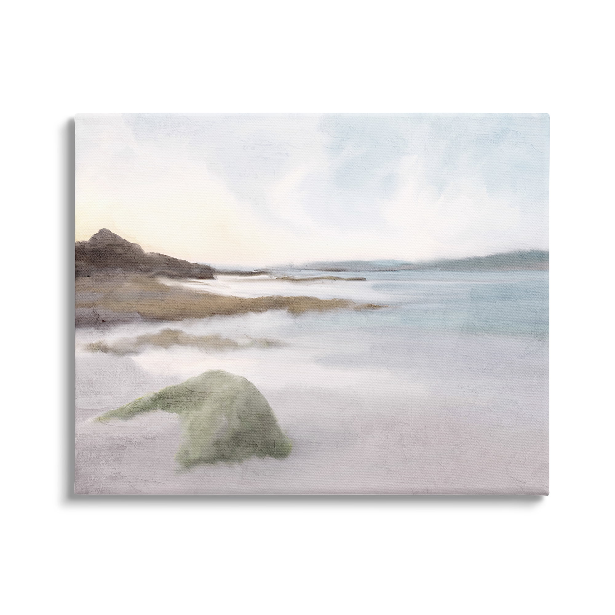 Stupell Industries Serene Foggy Ocean Rocky Shoreline Beach Painting, 20 x 16, Design by Ann Bailey