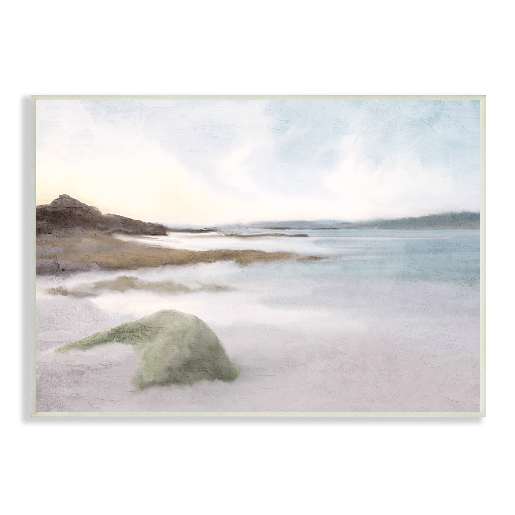 Stupell Industries Serene Foggy Ocean Rocky Shoreline Beach Painting Unframed Art Print Wall Art, 19x13, by Ann Bailey