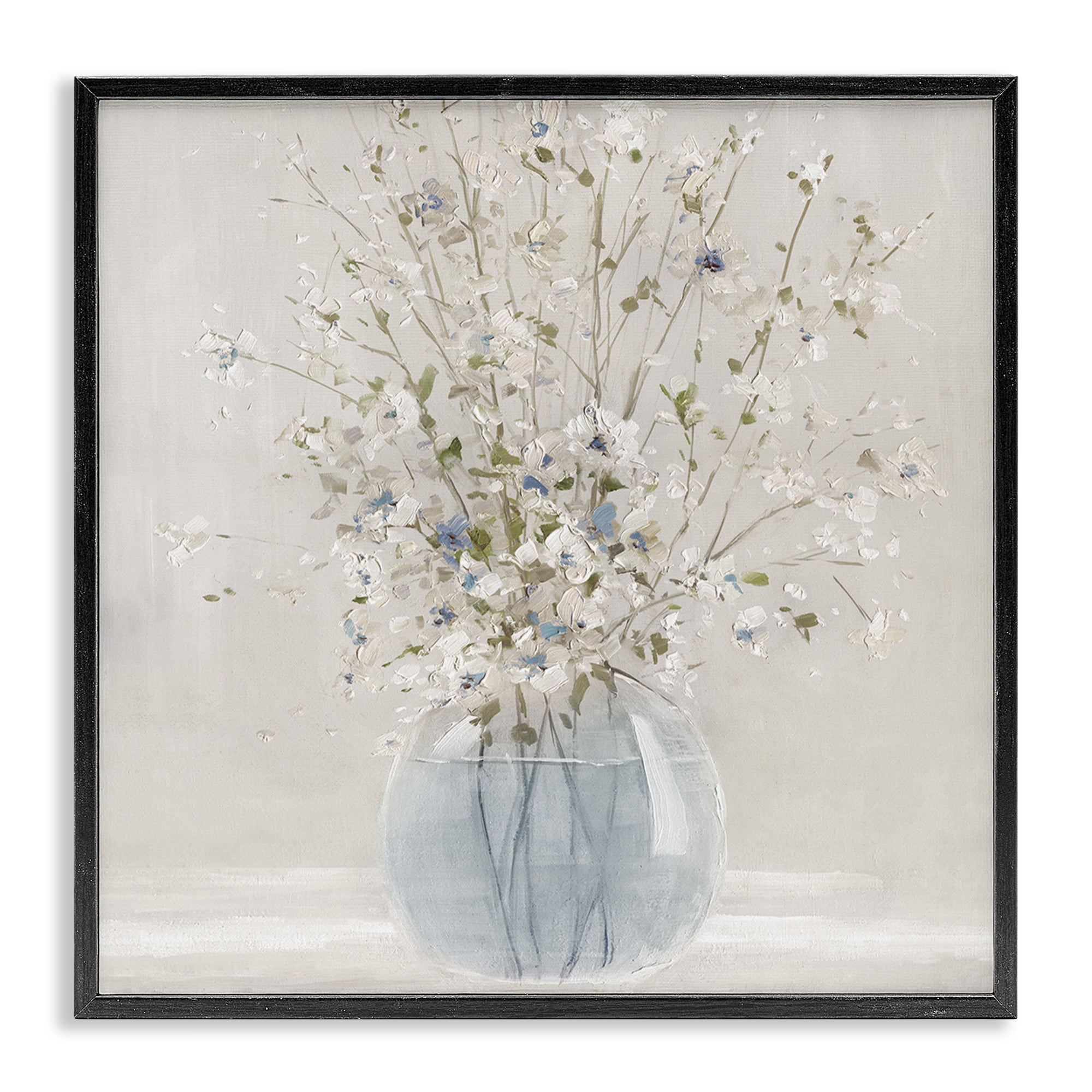 Stupell Industries Serene Glass Vase Bouquet Black Framed Giclee Art, design by Carol Robinson
