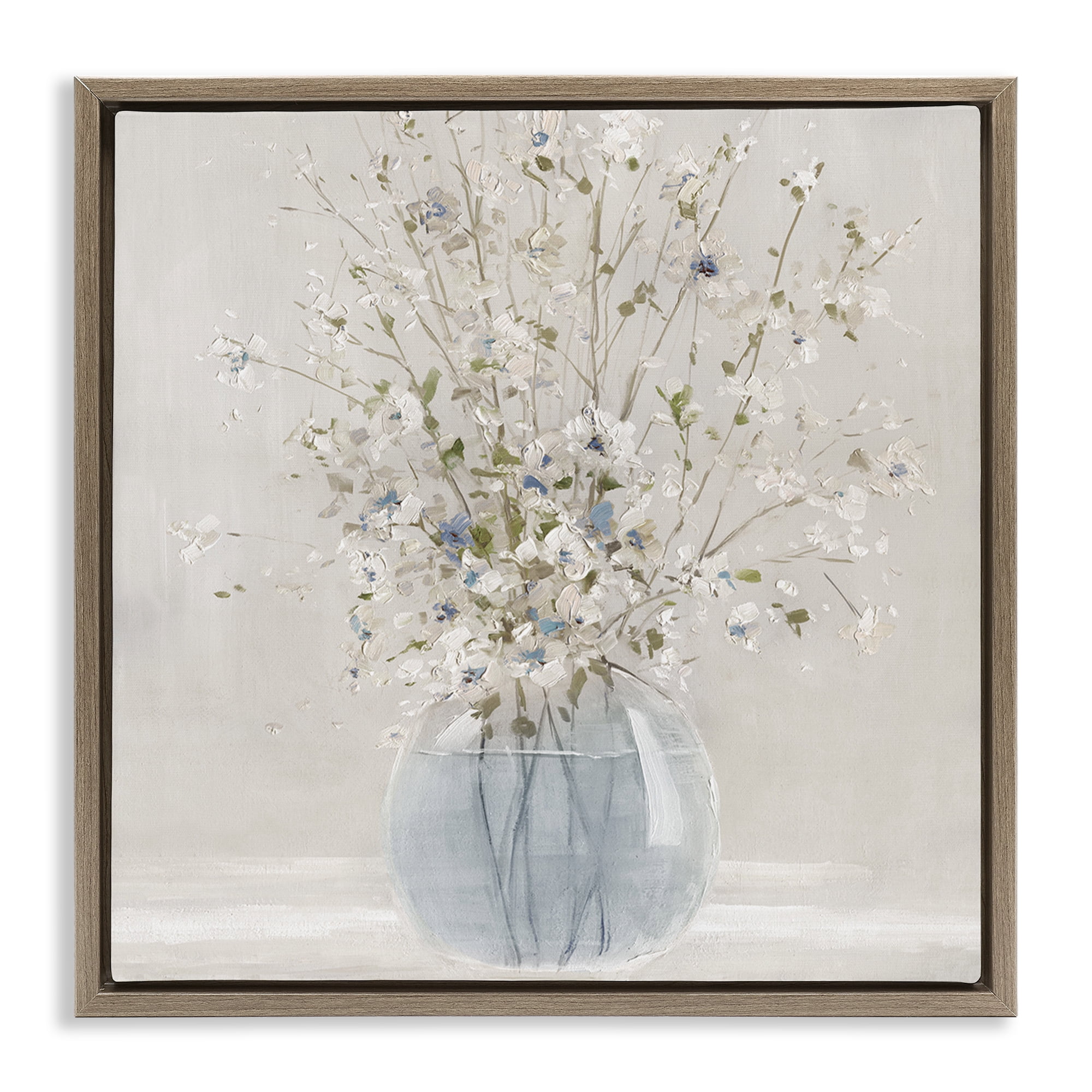 Stupell Industries Serene Glass Vase Bouquet Brown Framed Floater Canvas Wall Art, design by Carol Robinson