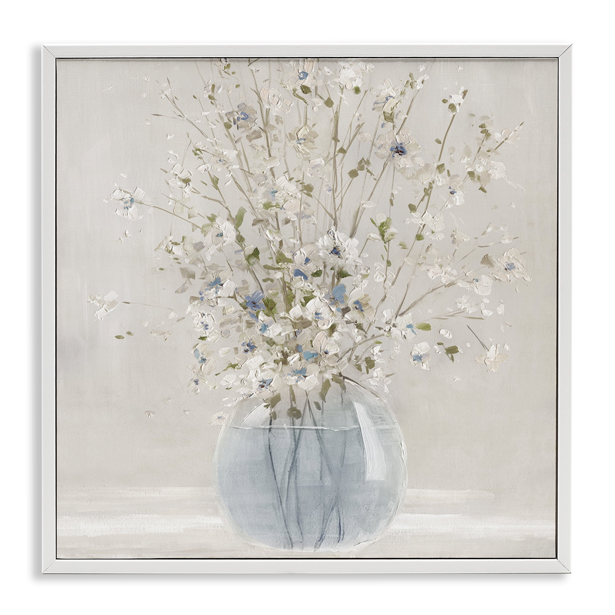 Stupell Industries Serene Glass Vase Bouquet White Framed Giclee Art, design by Carol Robinson