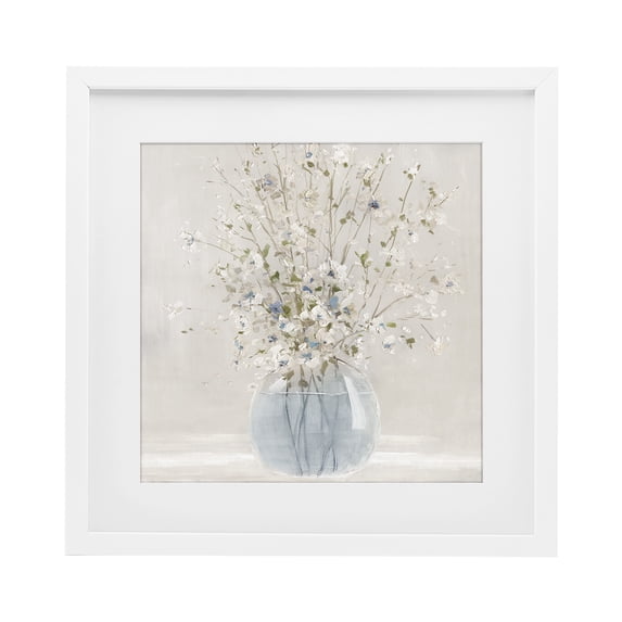 Stupell Industries Farmhouse Serene Glass Vase Bouquet White Framed Print Under Glass, 13 x 13, by Carol Robinson