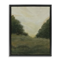 Stupell Industries Serene Green Field View Landscape Painting Black Floater Framed Art Print Wall Art, 17 x 21