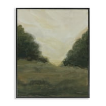 Stupell Industries Serene Green Field View Landscape Painting Black Framed Art Print Wall Art, 11 x 14